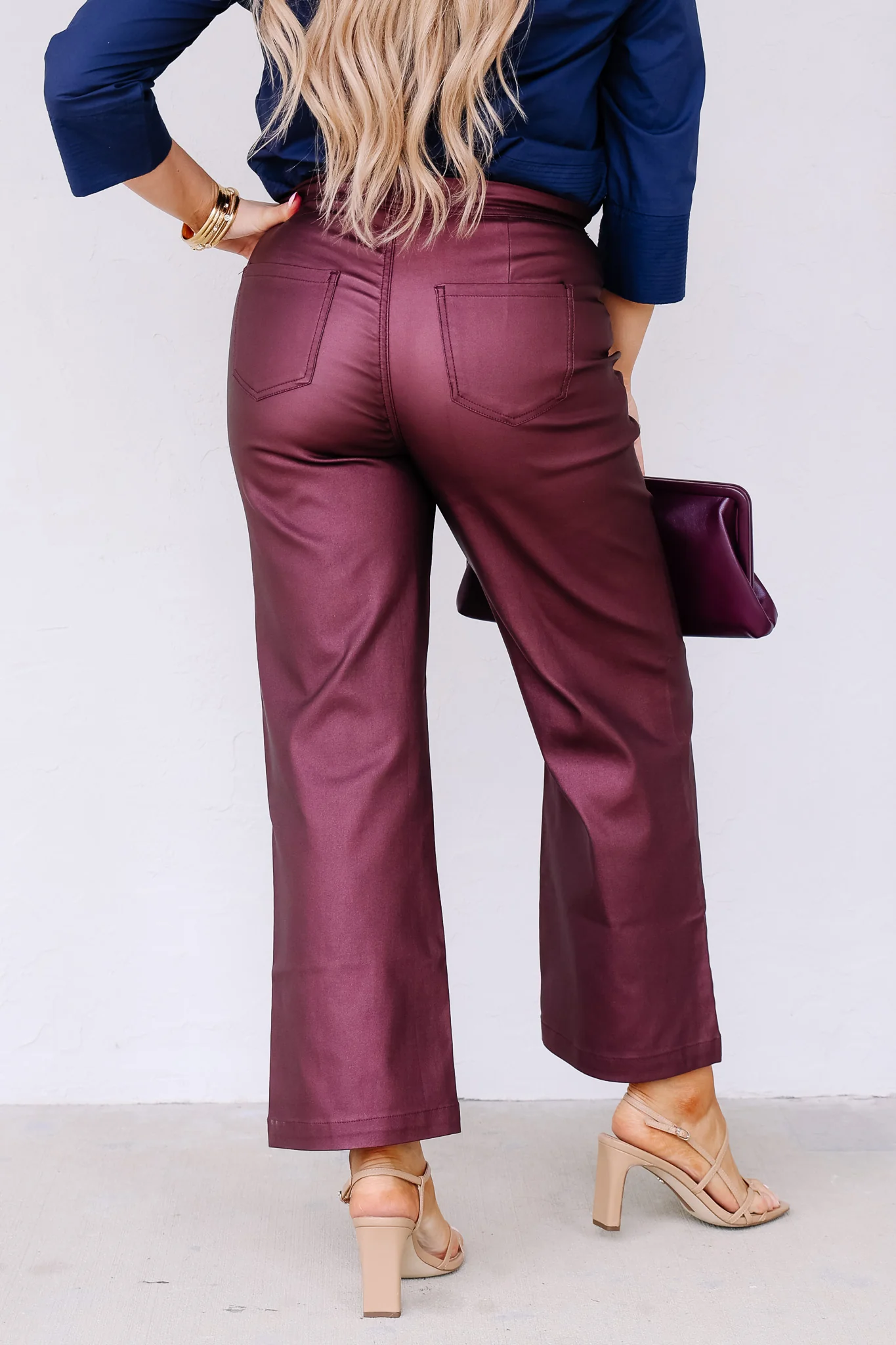 Meggie Cabernet Metallic Flare Leg Pants - Image 4
