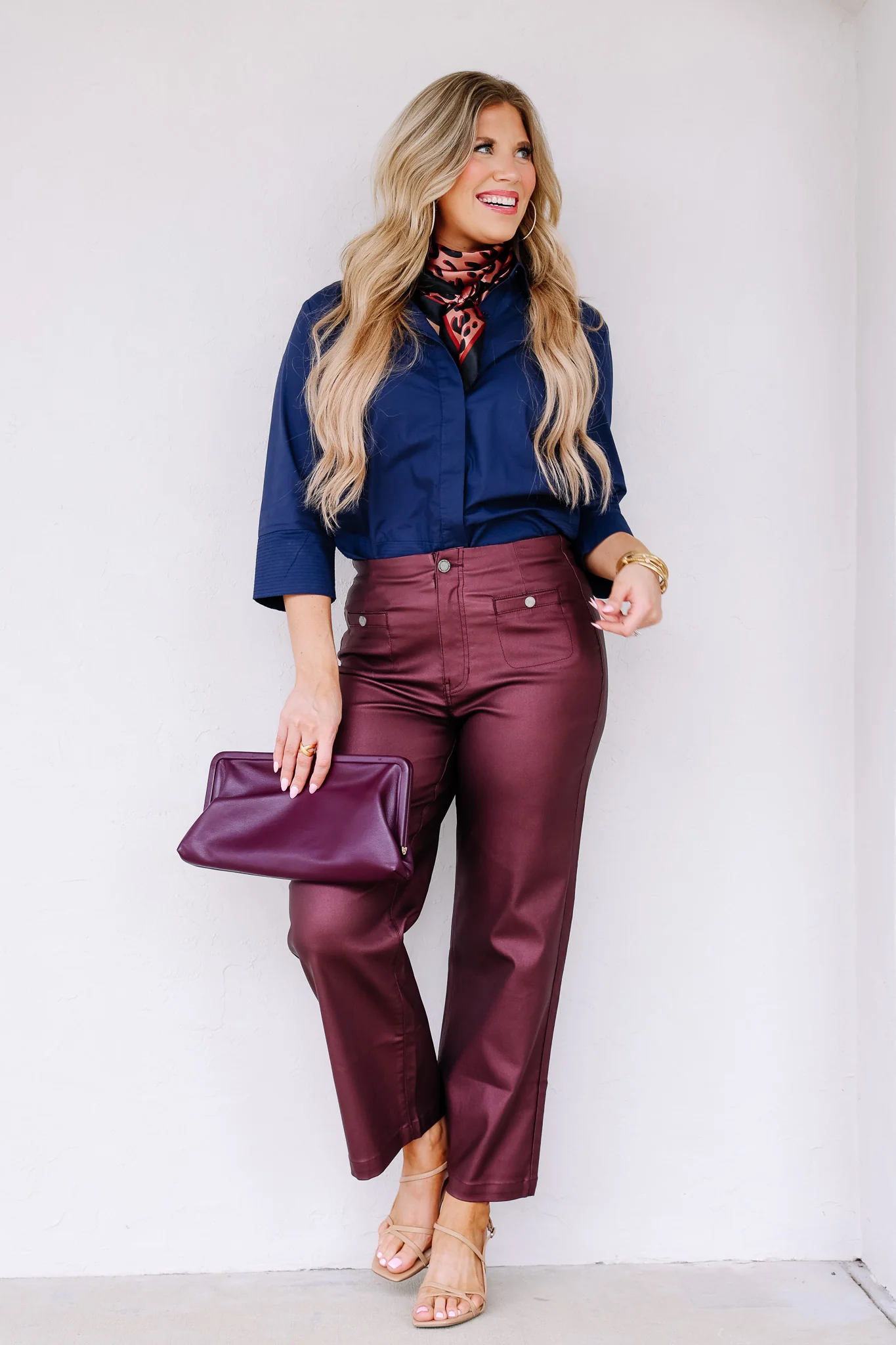 Meggie Cabernet Metallic Flare Leg Pants - Image 5