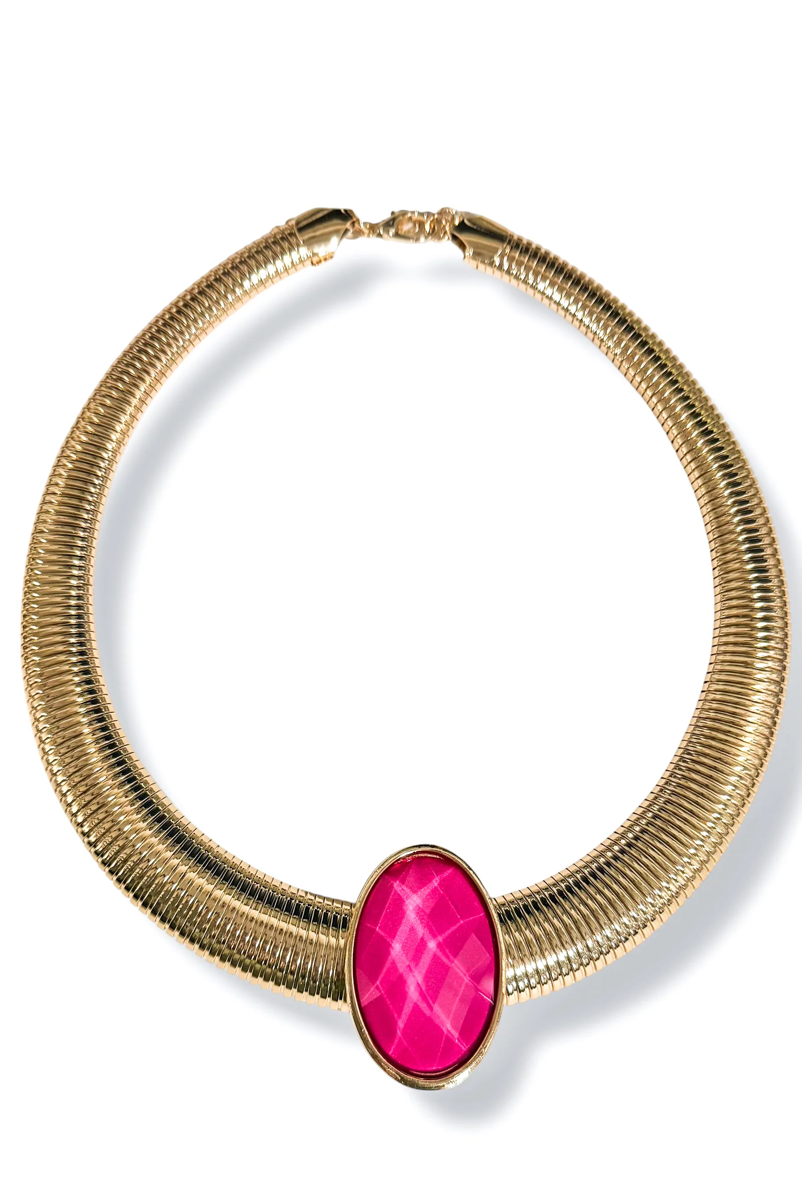 Call It What You Want Fuchsia Stone Omega Necklace