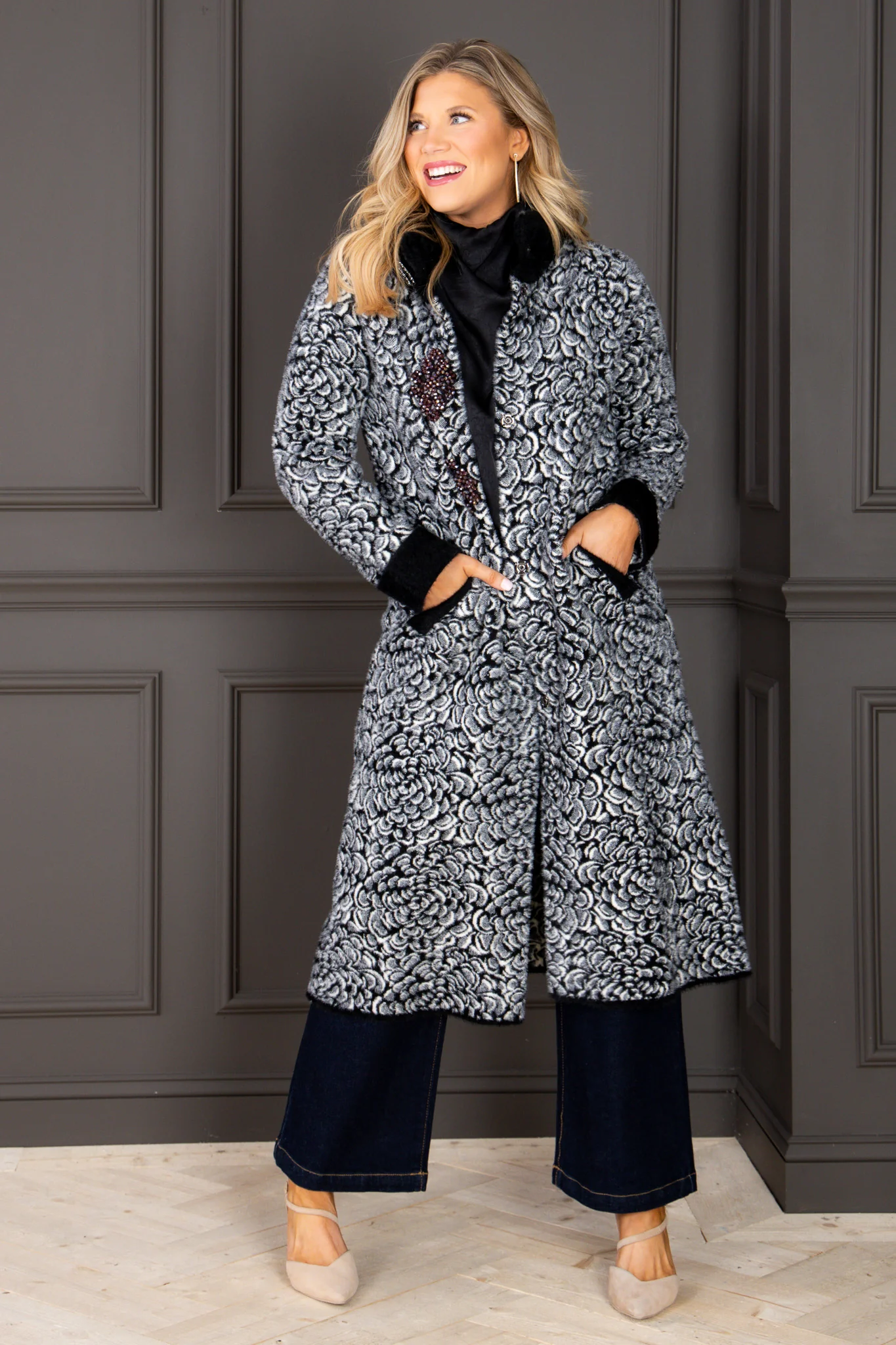 Came To Charm Black Long Sleeve Coat