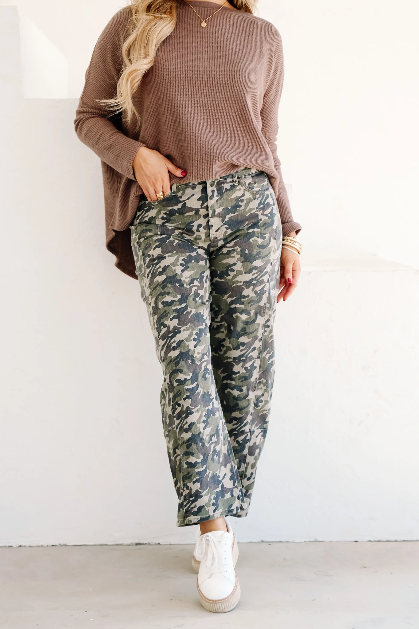 Out Of the Woods Camo Printed Barrel Cropped Pant - Image 3