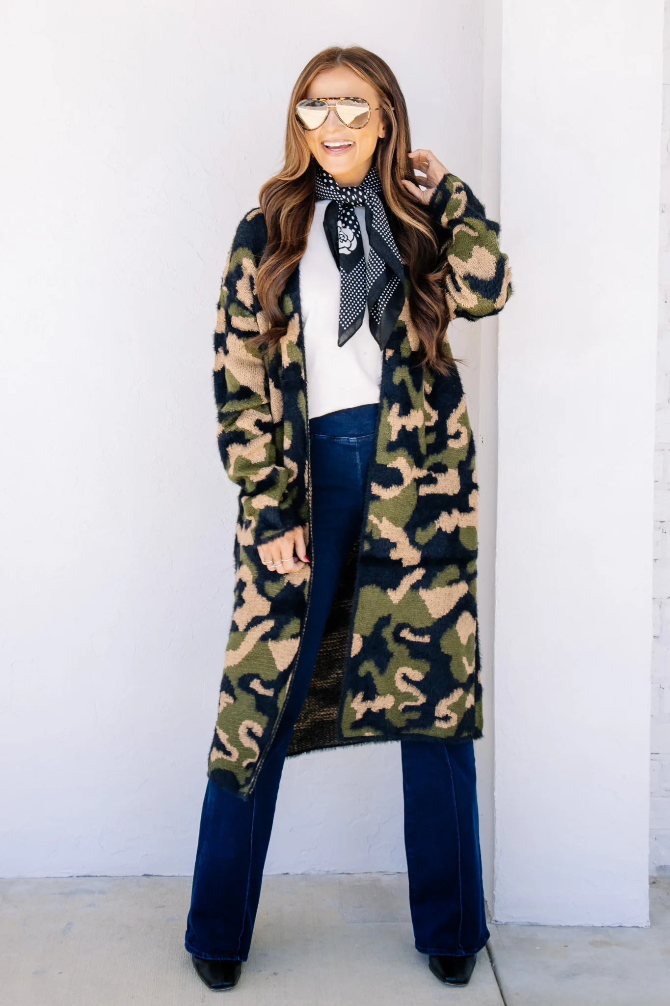 Everly Green Camouflage Long Sleeve Cardigan - Image 2