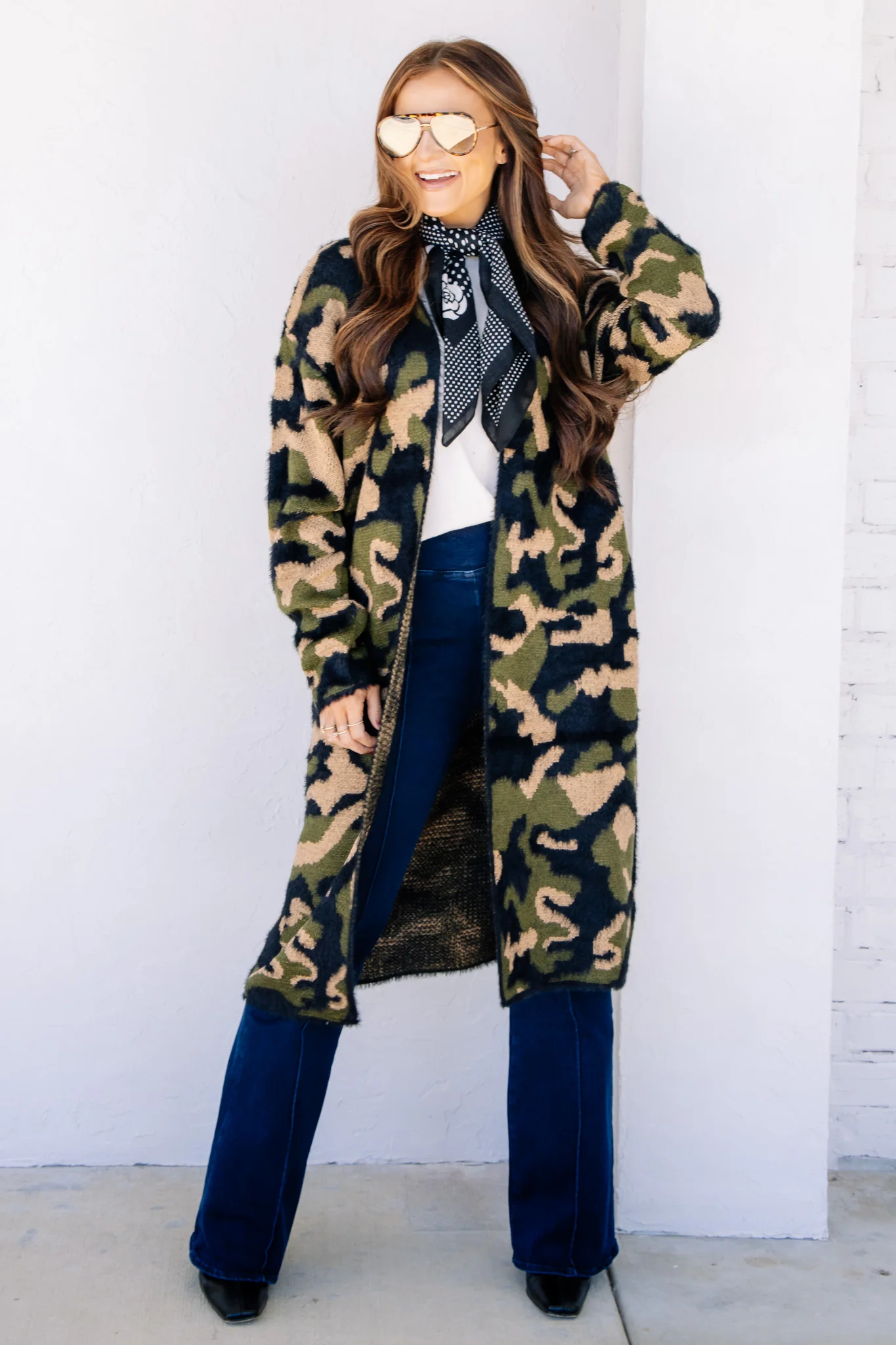 Everly Green Camouflage Long Sleeve Cardigan - Image 4