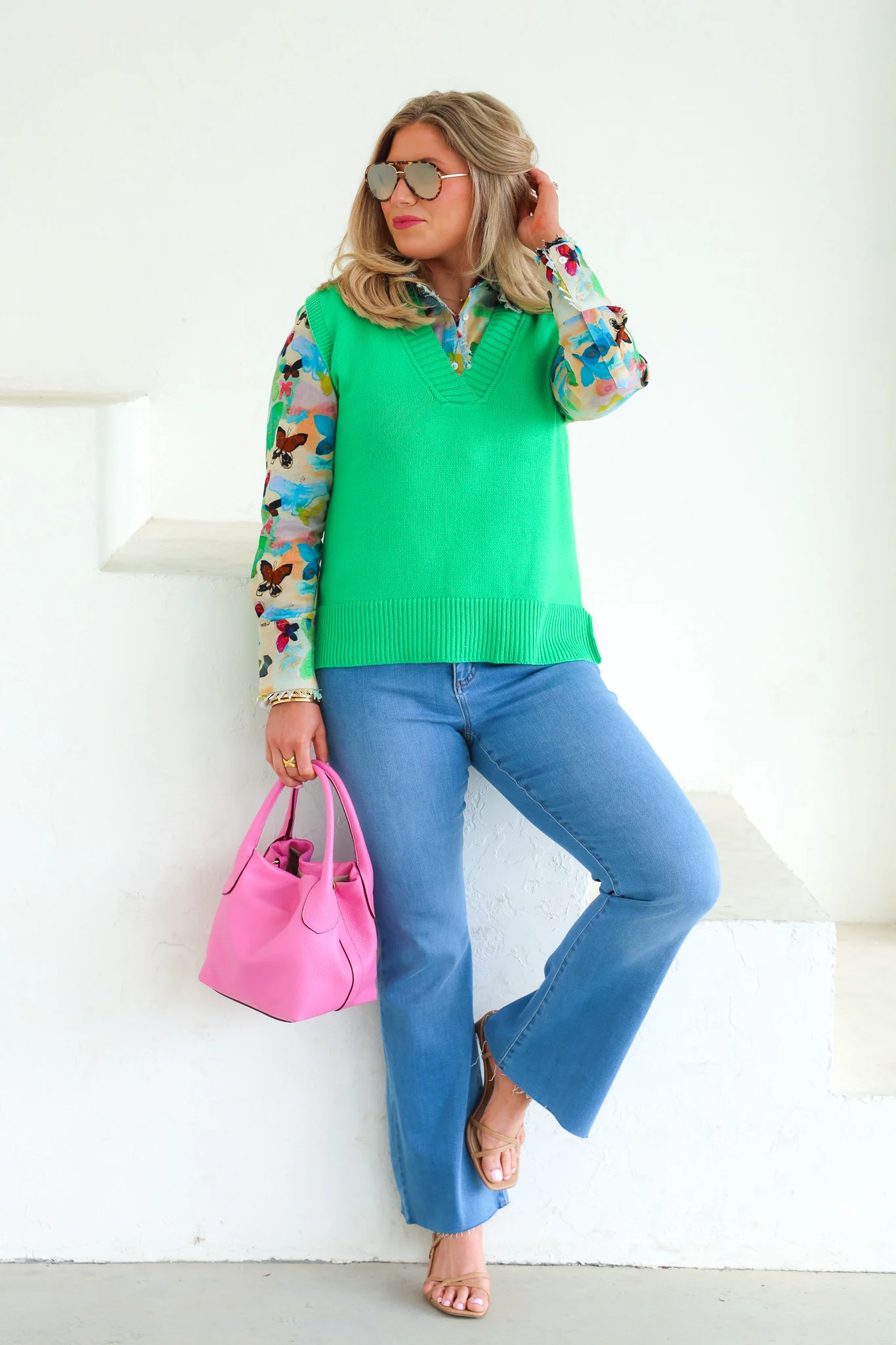 Cape Cod Linen Butterfly Print Long Sleeve Shirt - Image 5