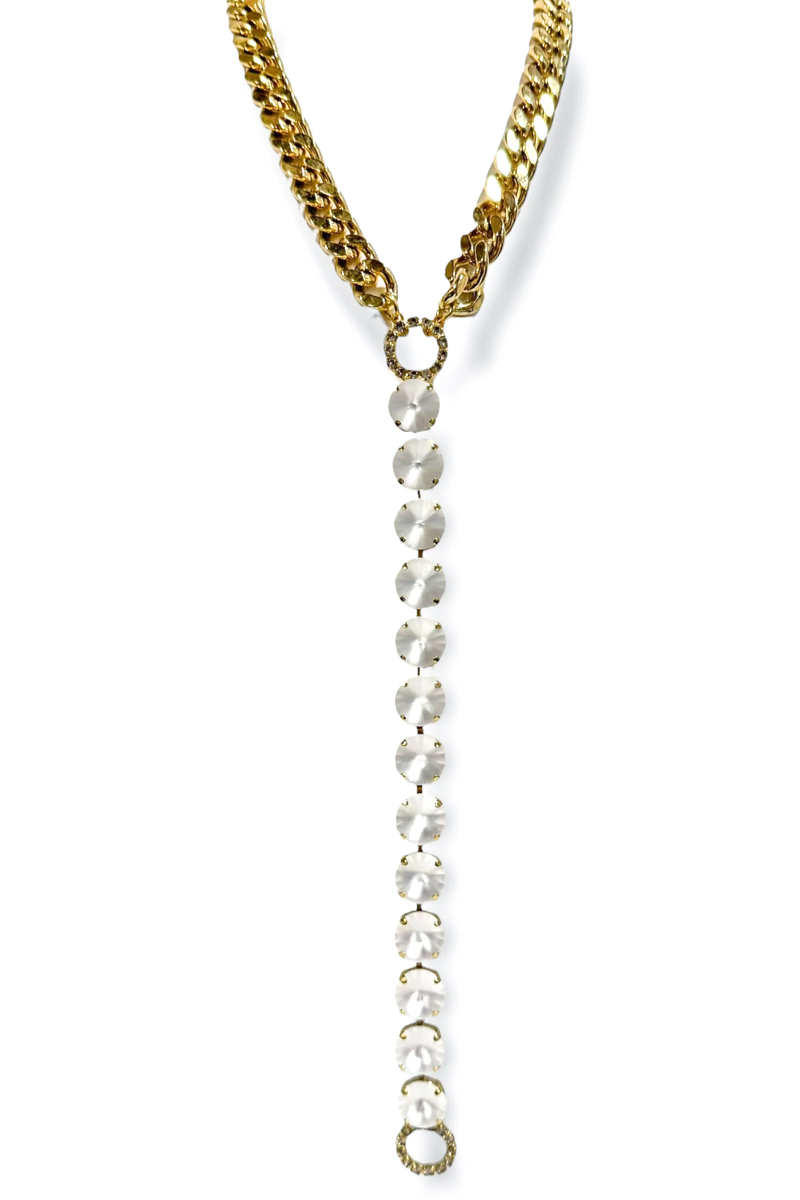 TOVA Cara Antique Gold Matte White Necklace