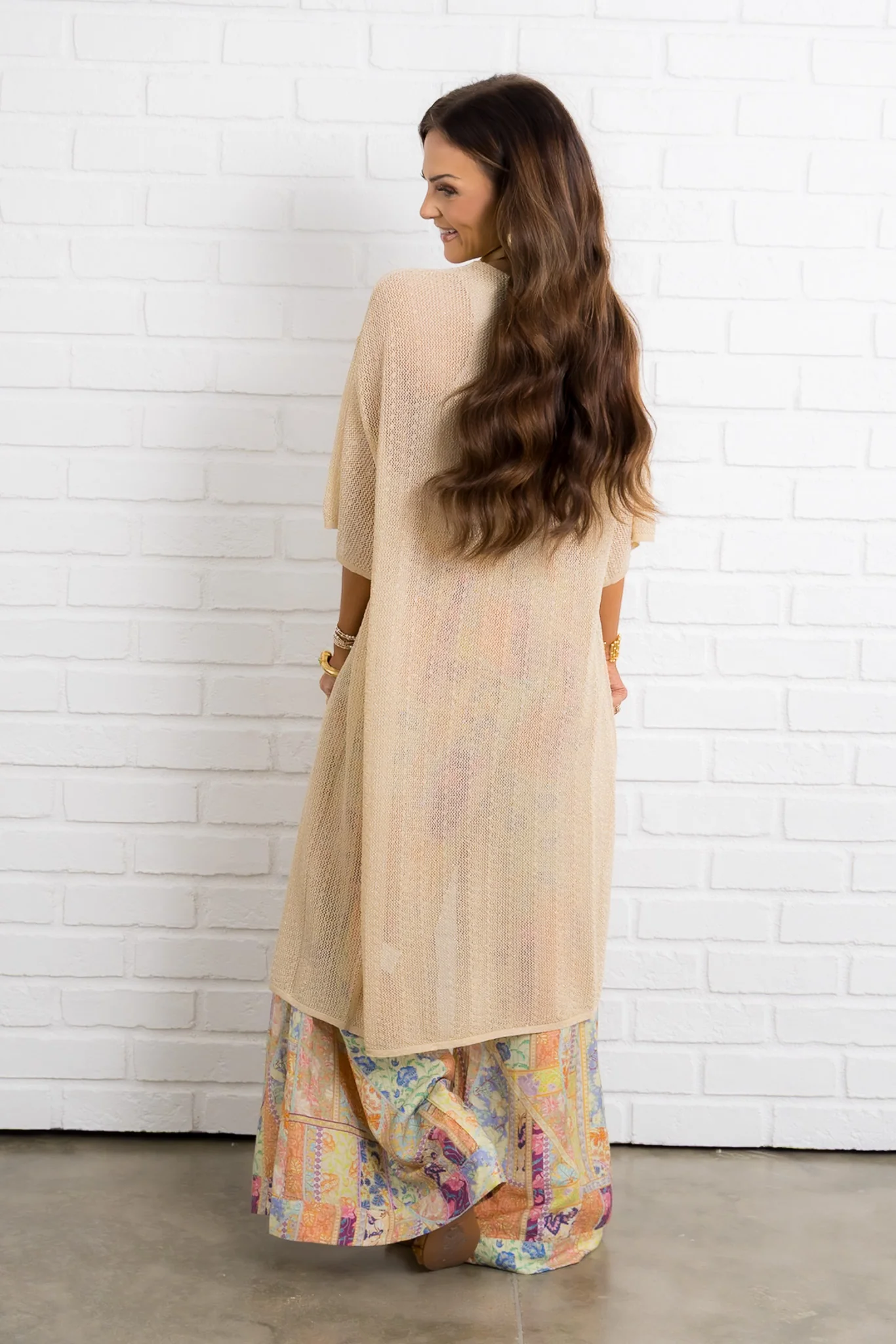 Metallic Beige Short Sleeve Cardigan *Final Sale* - Image 4