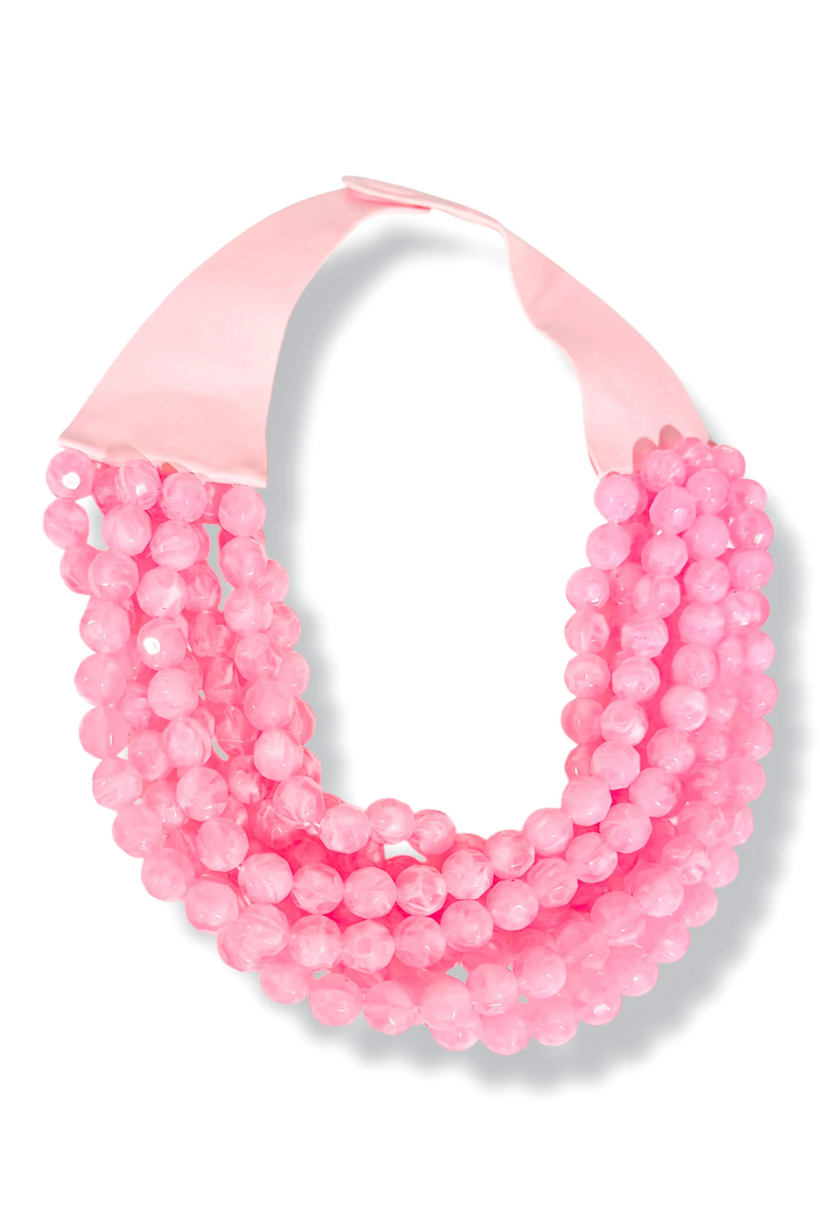 Carla 7 Strand Pink Faceted Bead Statement Necklace