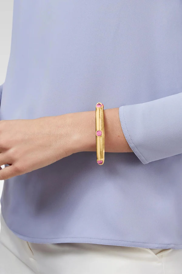 Julie Vos Catalina Iridescent Tourmaline Pink Hinge Bangle Bracelet - Image 2