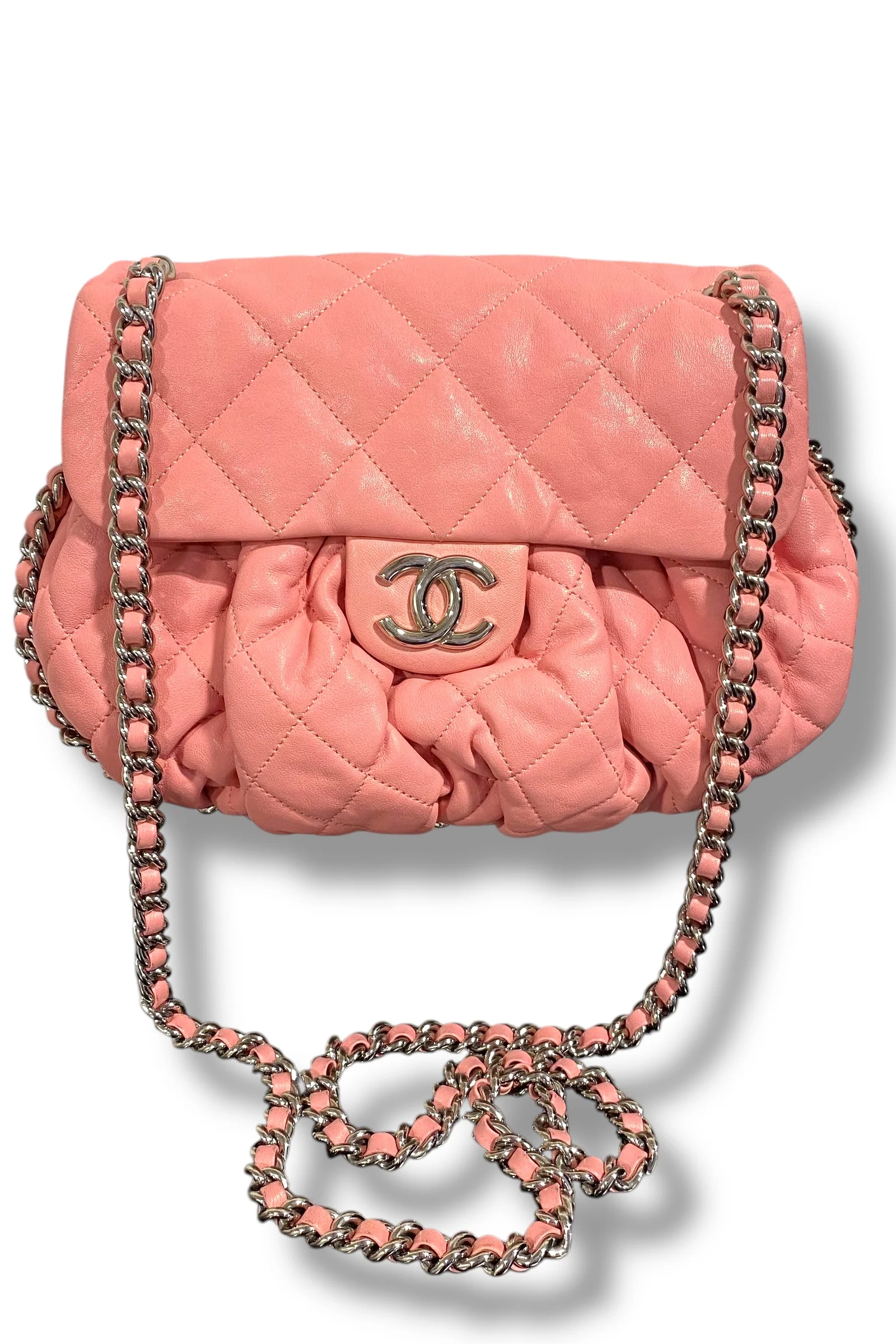Chanel Pink Lambskin Chain Around Crossbody