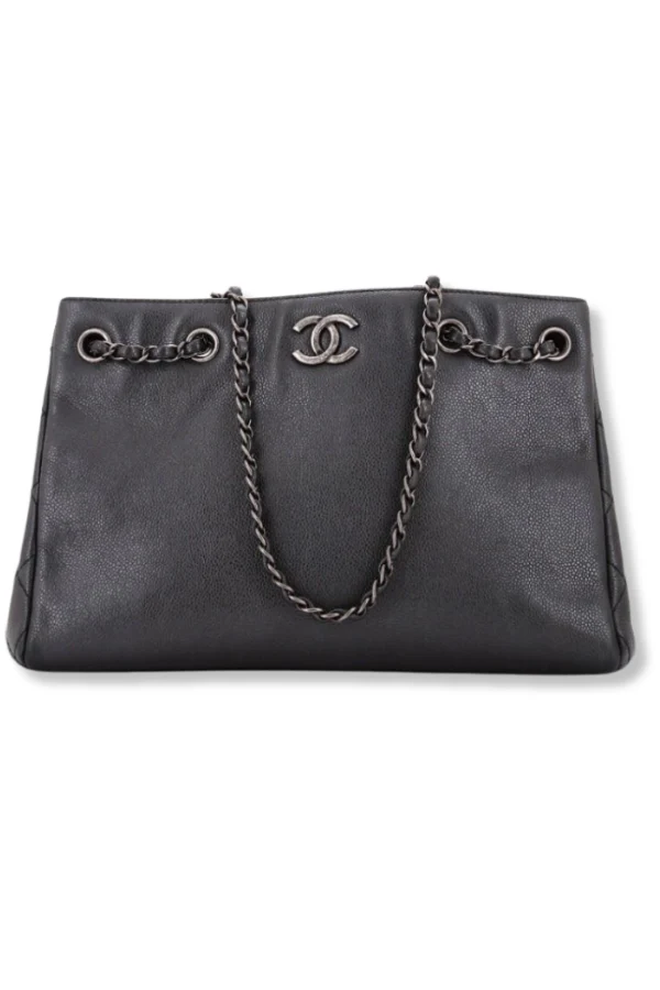 Chanel Woven Chain Shopping Tote Caviar Medium