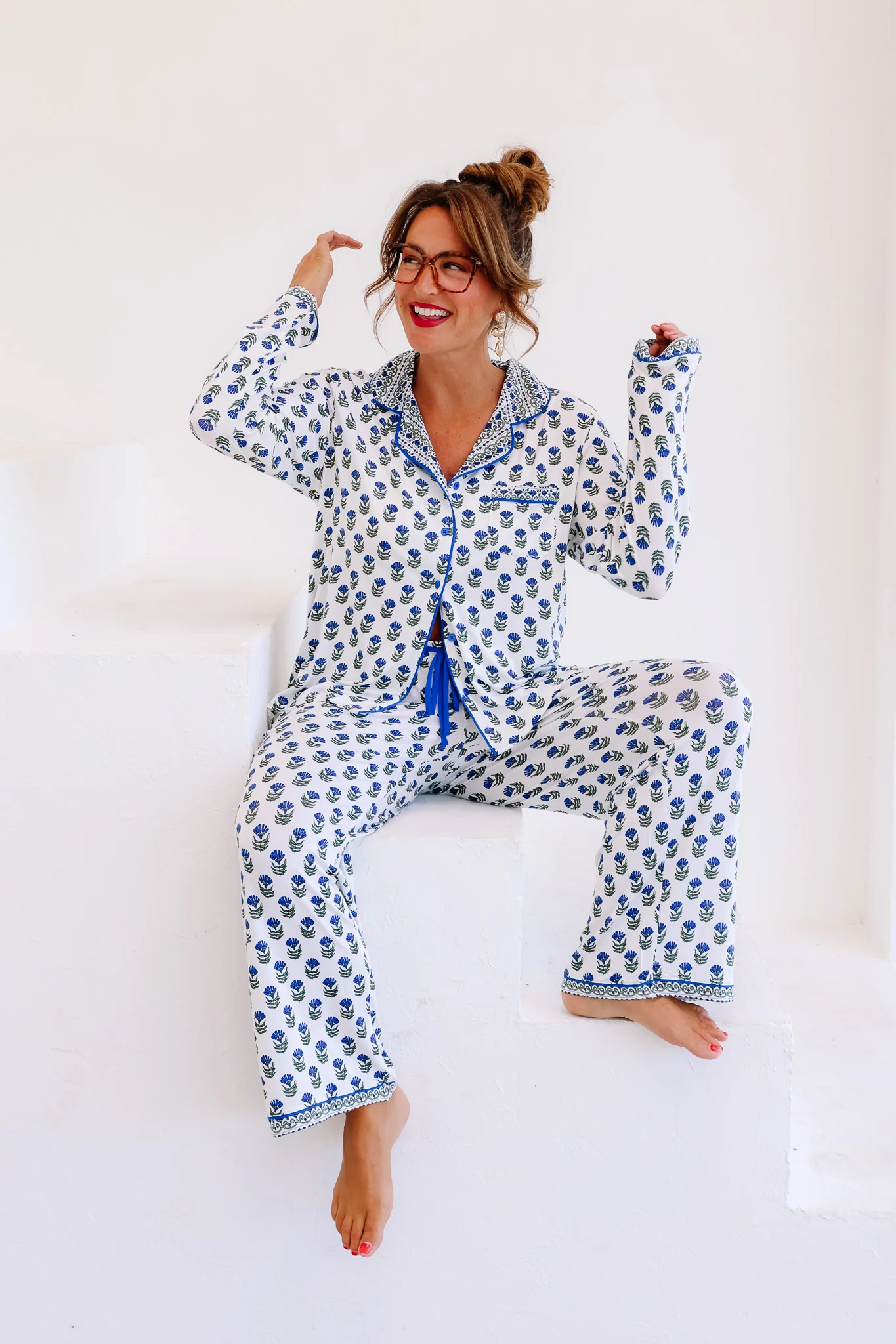 Mary Square Charlotte Navy Floral Pajama Set - Image 3