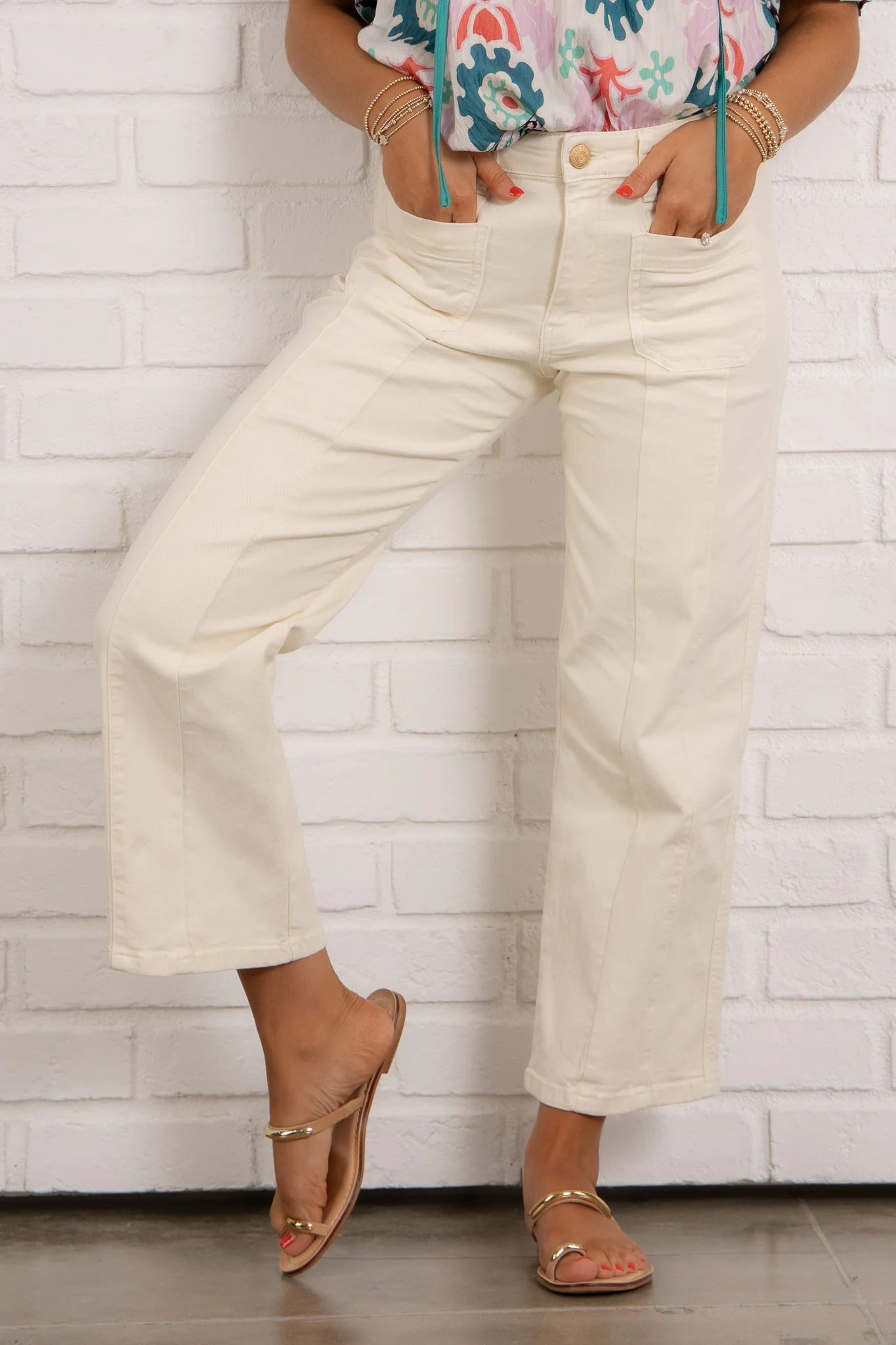Charlotte Ecru High Rise Wide Leg Jean