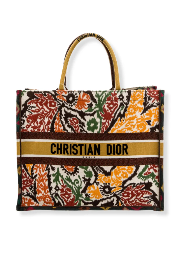 Christian Dior Large Canvas Embroidered Book Tote Multicolor