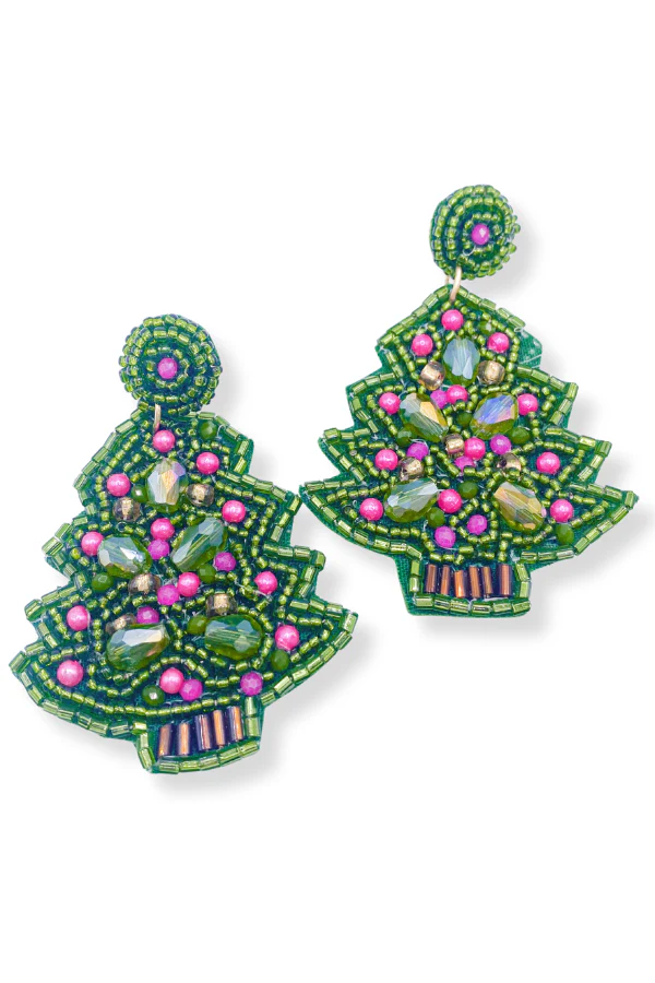 Sparkly And Shiny Christmas Tree Earrings