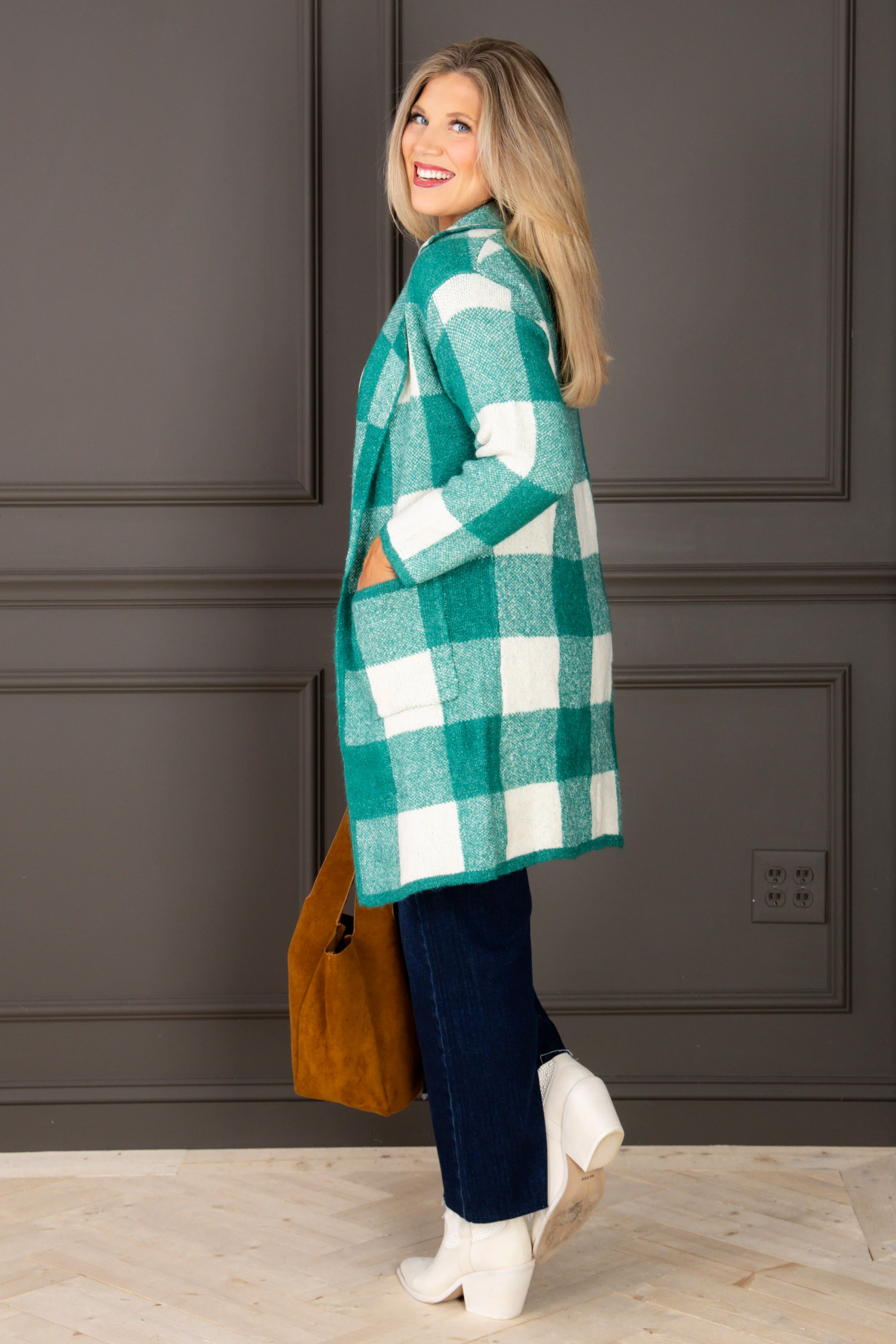 City Streets Jade Plaid Coatigan - Image 5