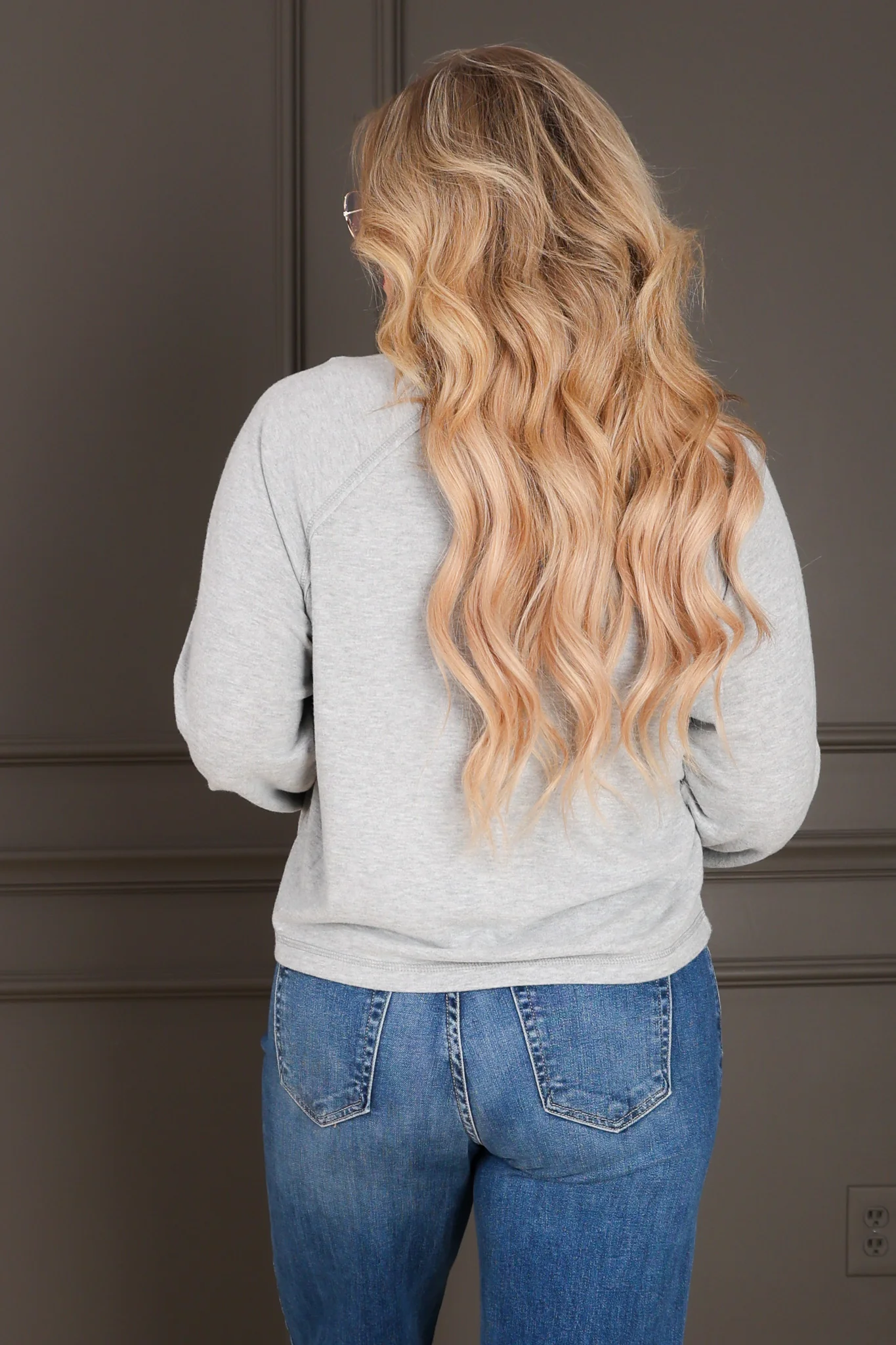 About Town Heather Grey Long Sleeve Top - Image 5