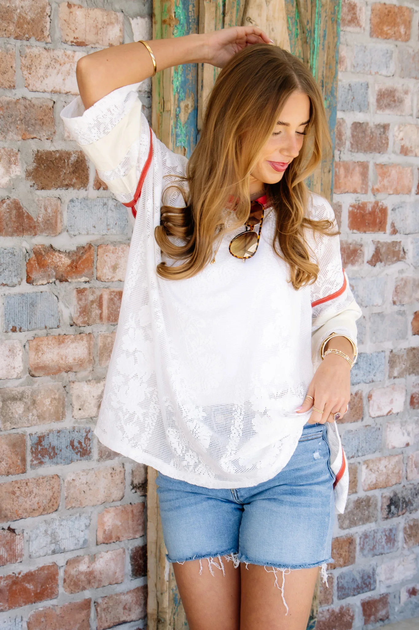 Free People Best Match Clean Ivory Combo Short Sleeve Top - Image 5