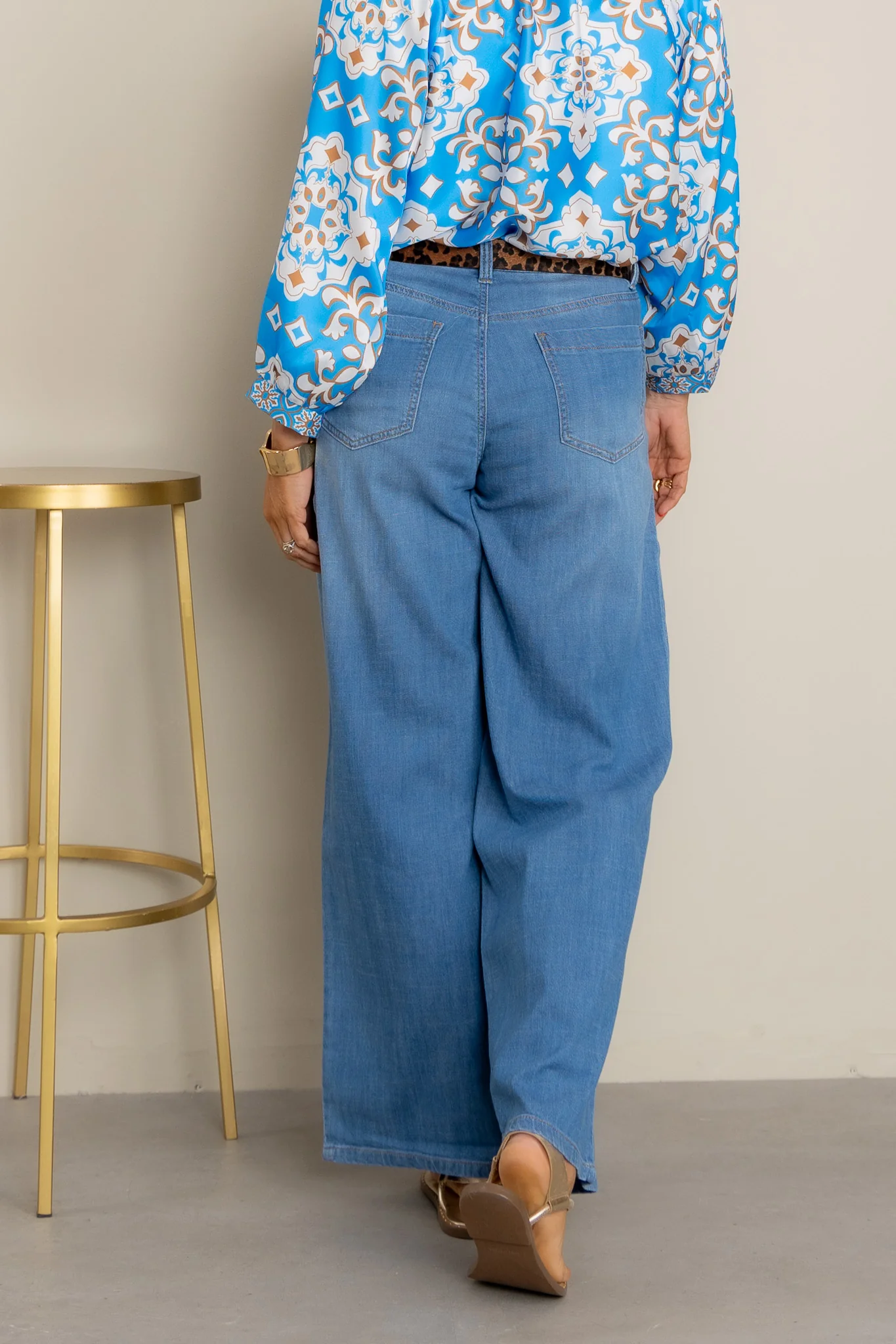 Tribal Audrey Coastline Pleated Wide Leg Jean *Final Sale* - Image 3