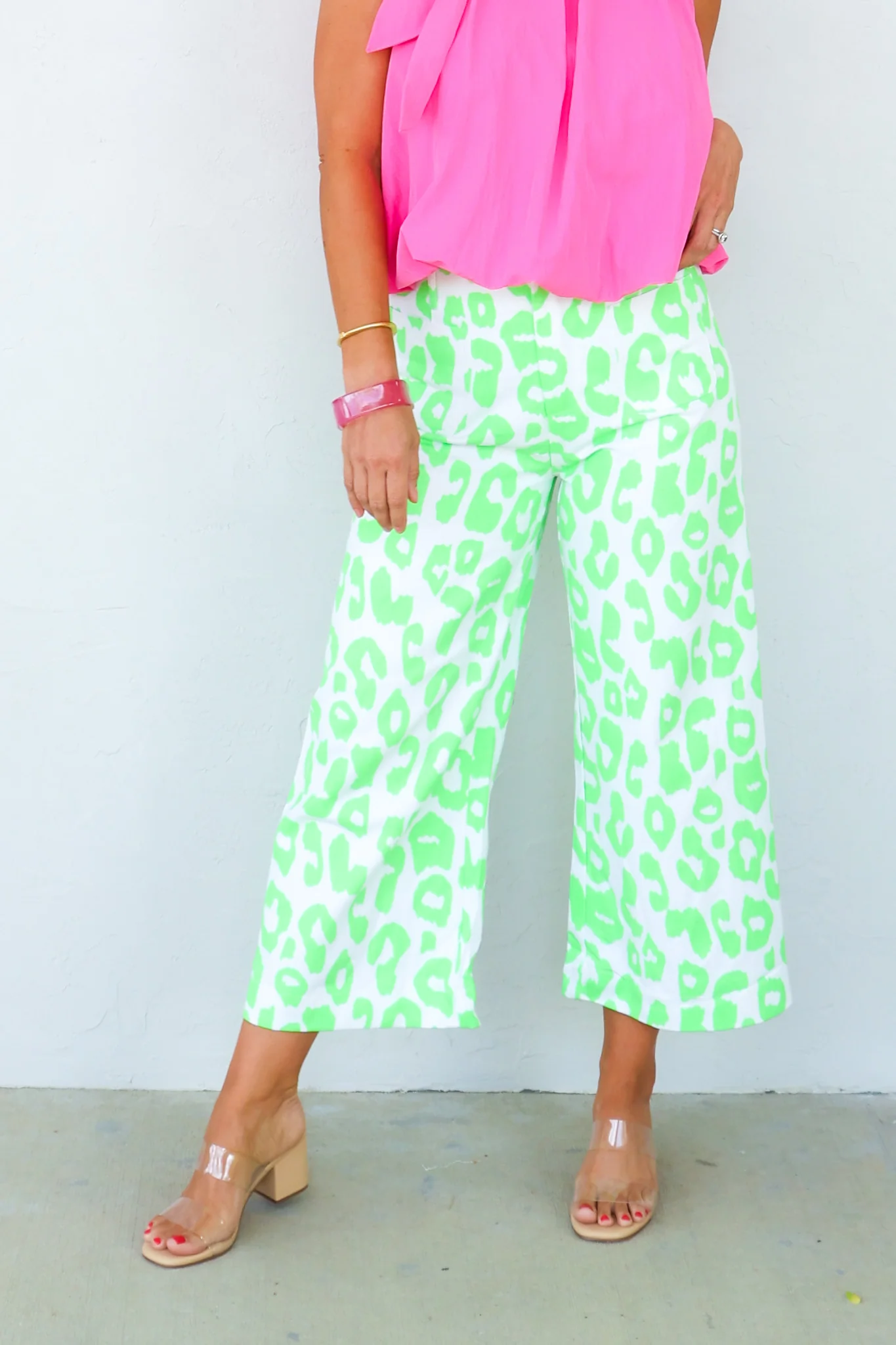 Colette Cropped Neon Green Leopard Pant - Image 5