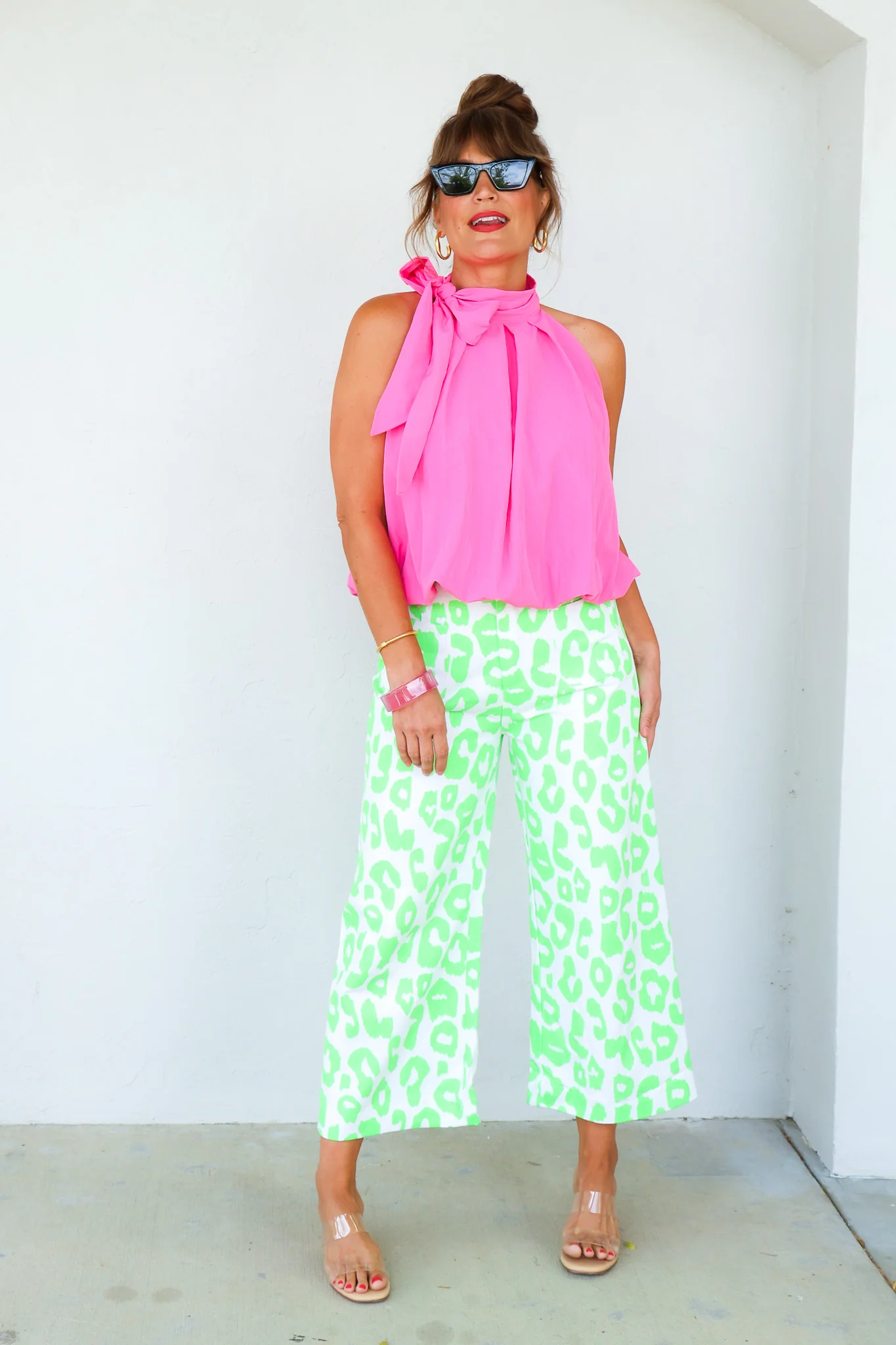 Colette Cropped Neon Green Leopard Pant - Image 6