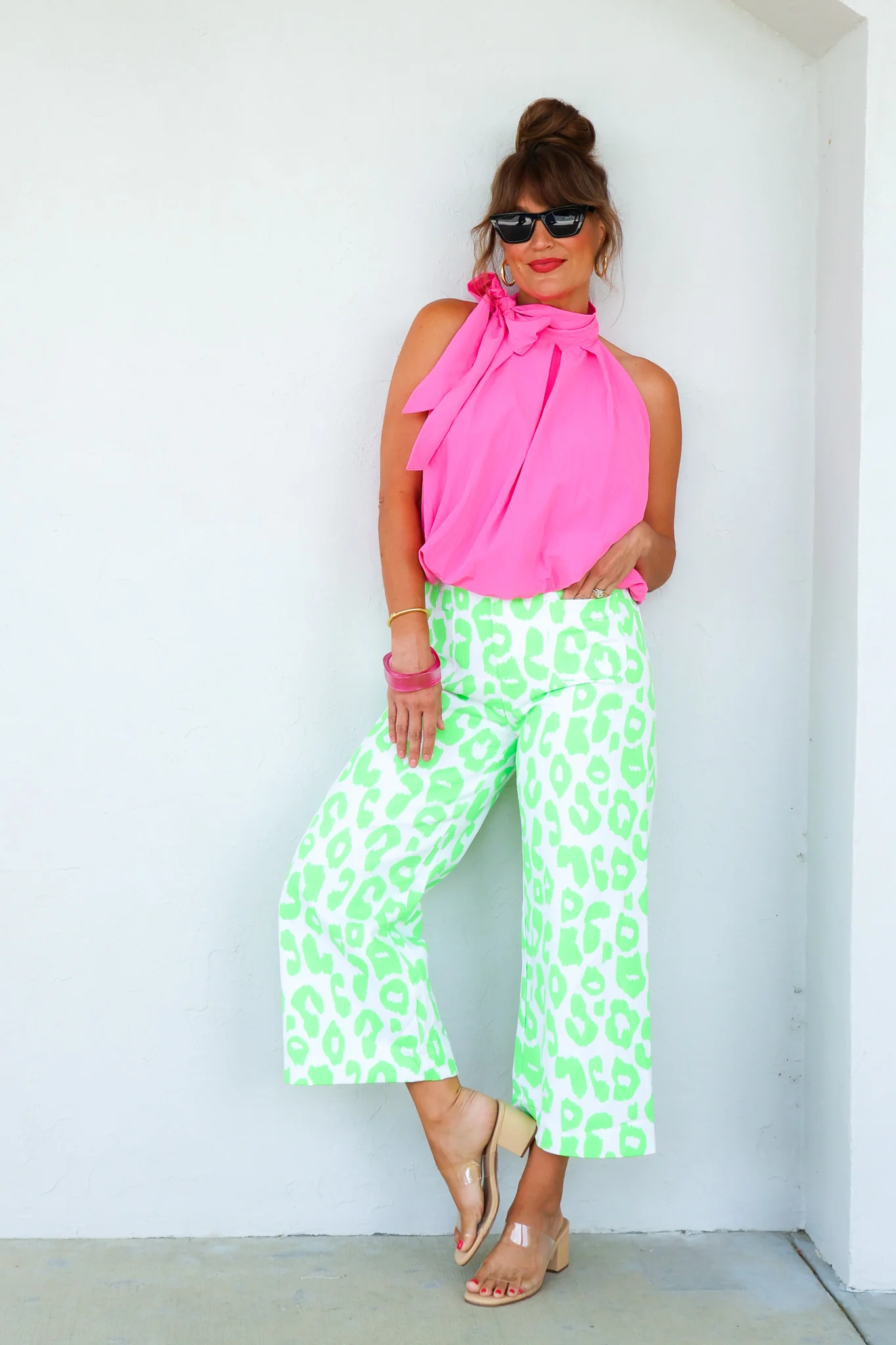 Colette Cropped Neon Green Leopard Pant - Image 7