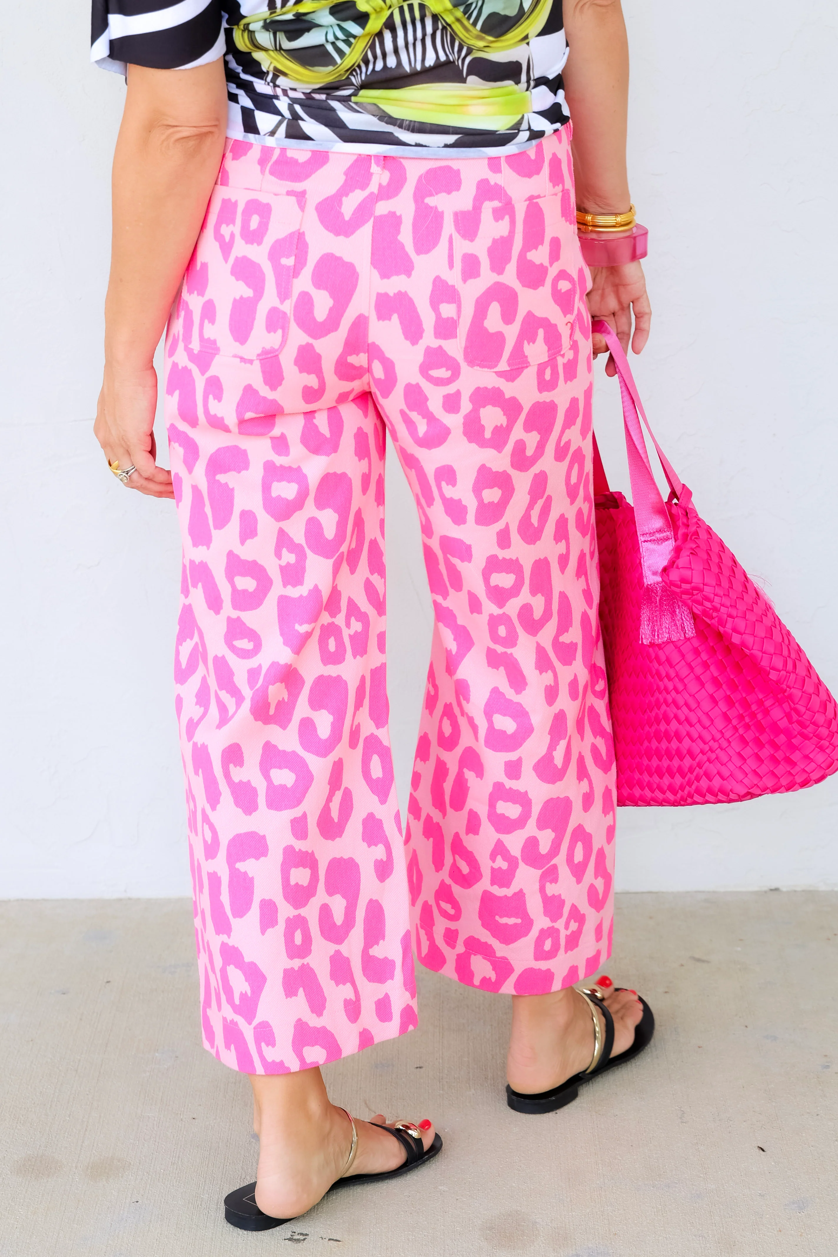 Colette Cropped Neon Pink Leopard Pant - Image 5