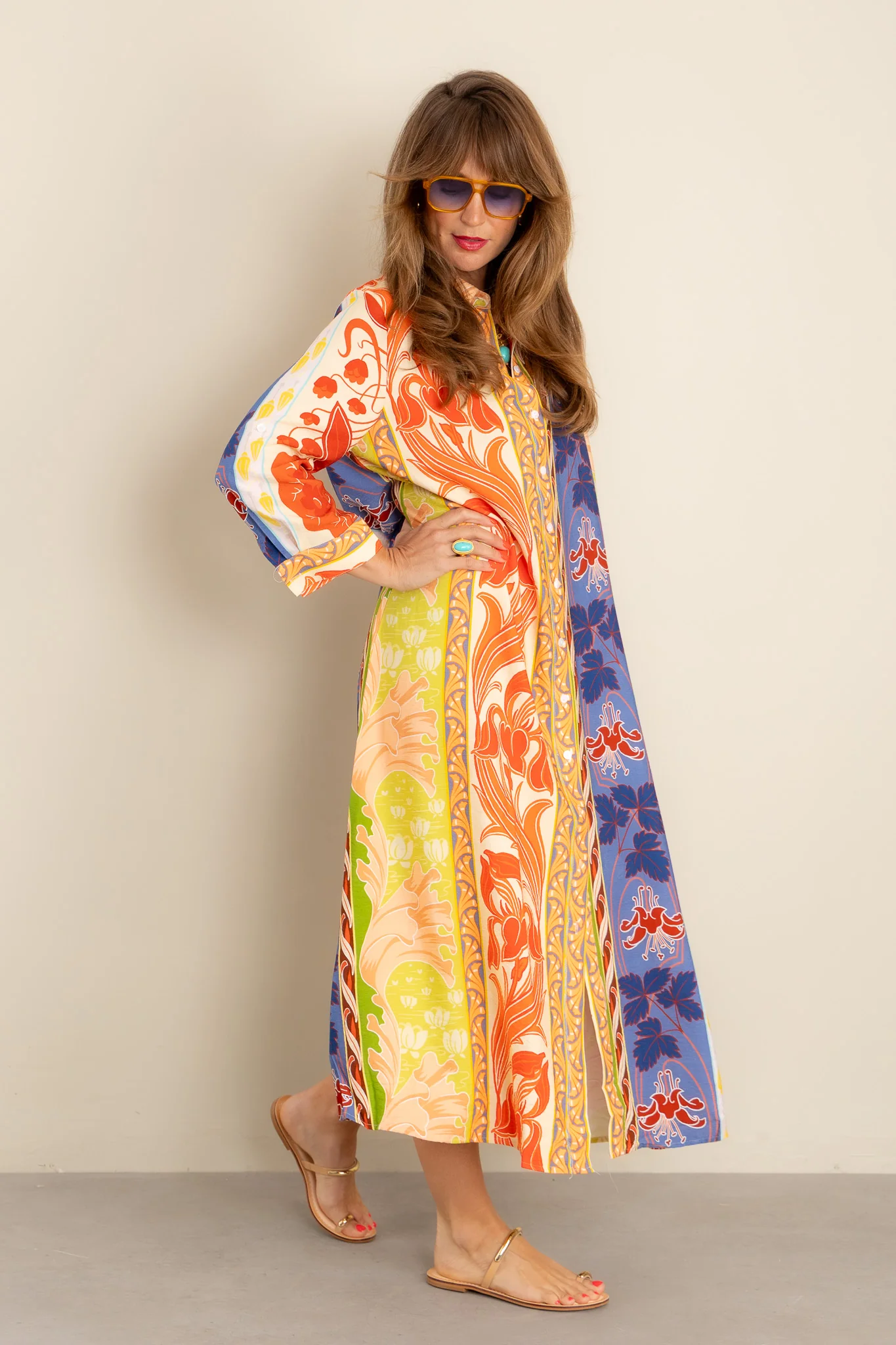 Rio Orange Multi Long Sleeve Maxi Dress - Image 2