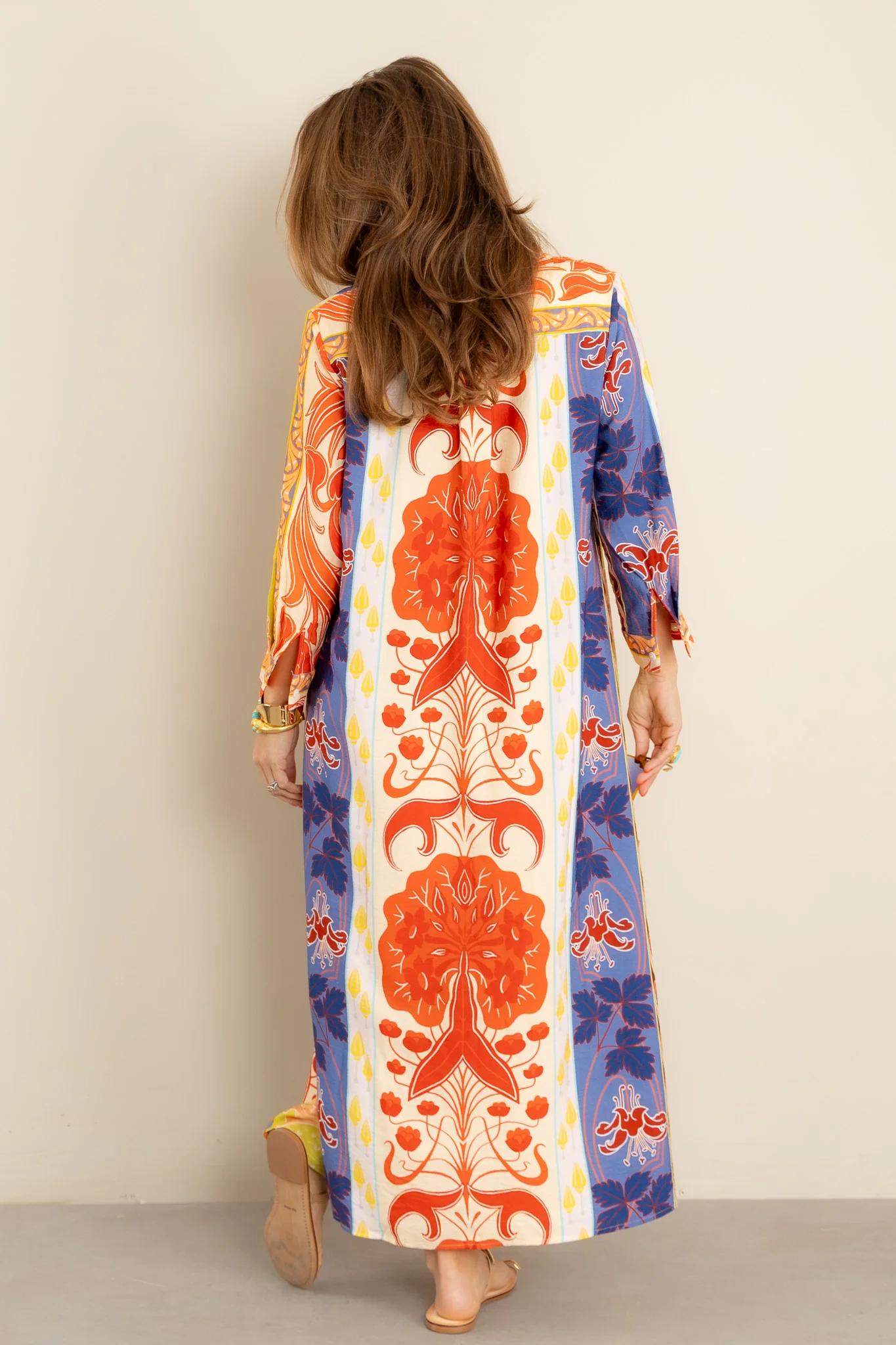 Rio Orange Multi Long Sleeve Maxi Dress - Image 3