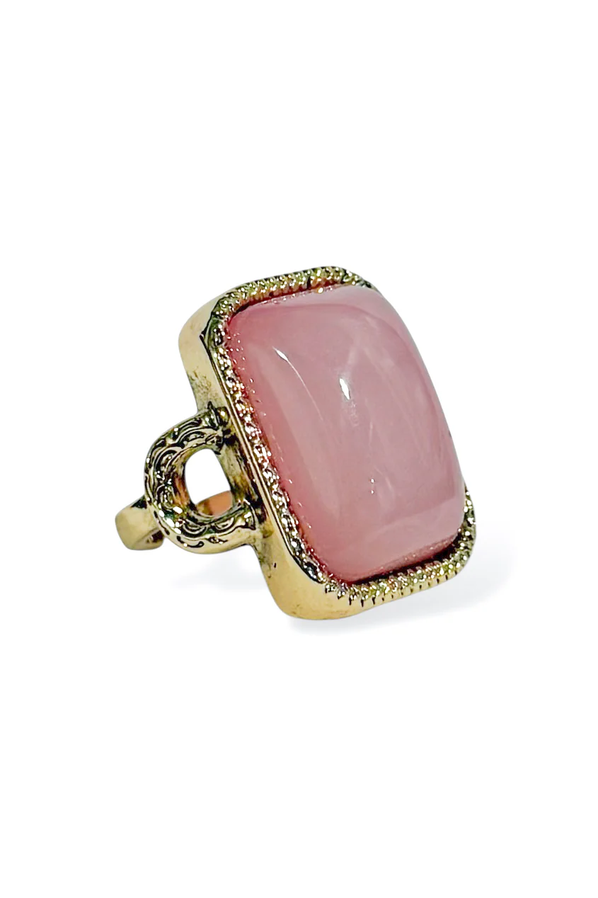 Jolie Pink Resin Stone Adjustable Ring