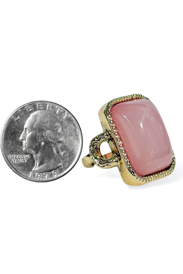 Jolie Pink Resin Stone Adjustable Ring - Image 2