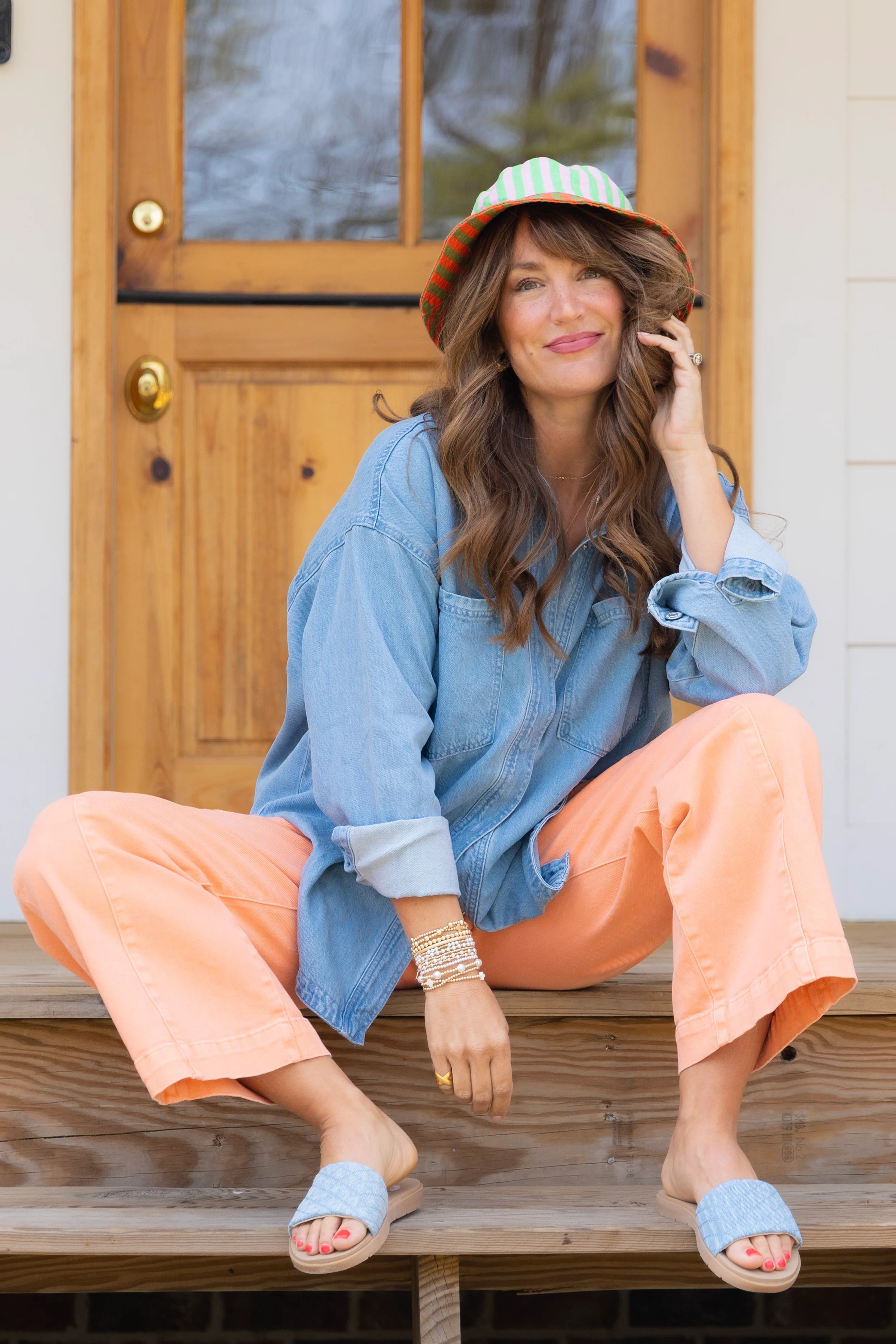 Savannah Coral Peach Wide Leg Jean - FINAL SALE - Image 5
