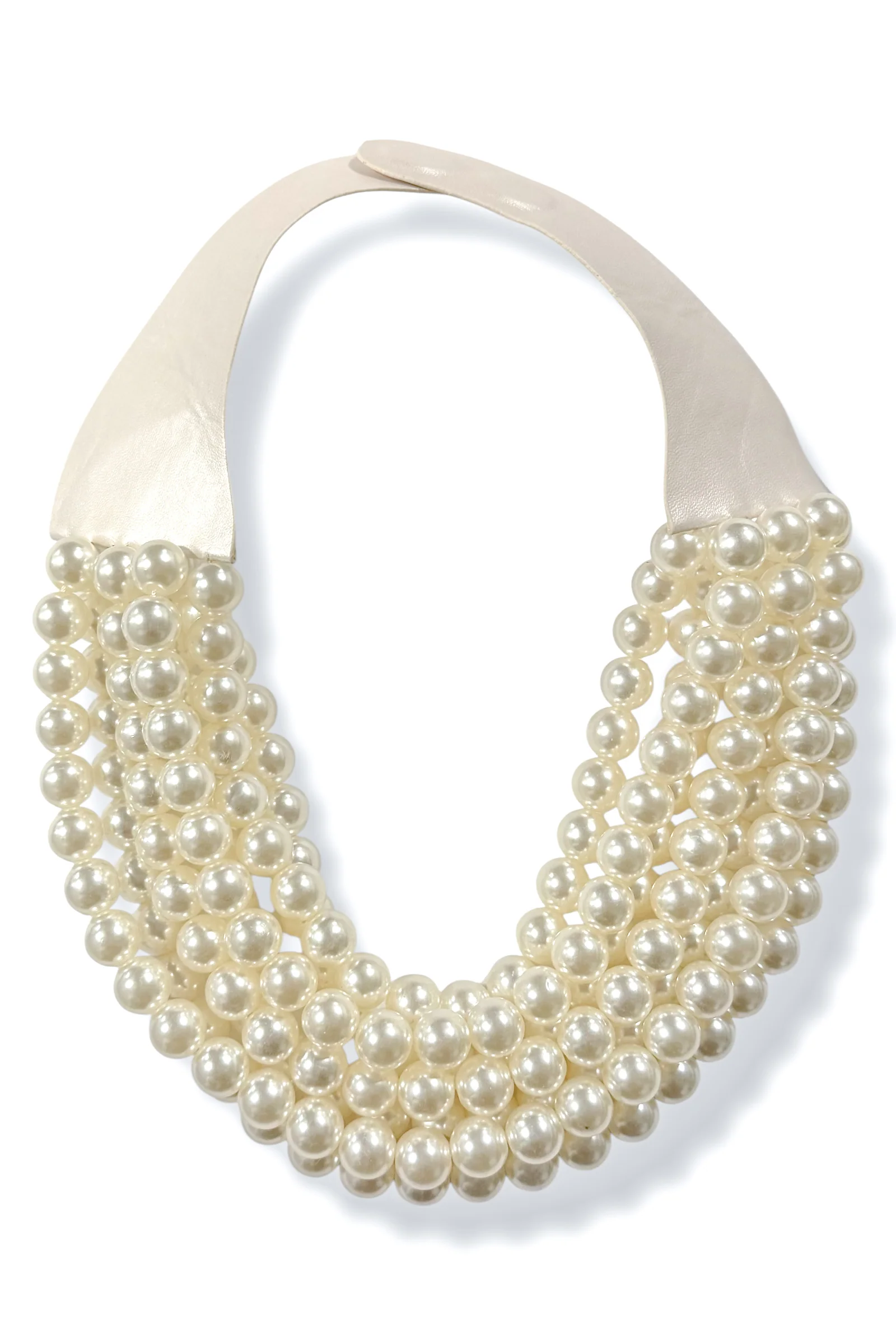 Carla 7 Strand Cream Smooth Bead Statement Necklace - Image 3