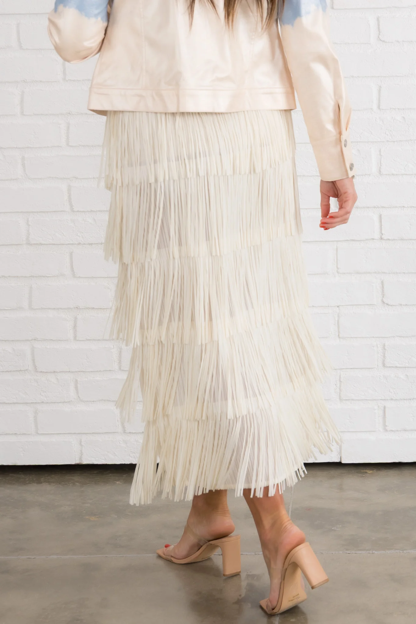 Insight Vanilla Cream Fringe Midi Skirt *Final Sale* - Image 6