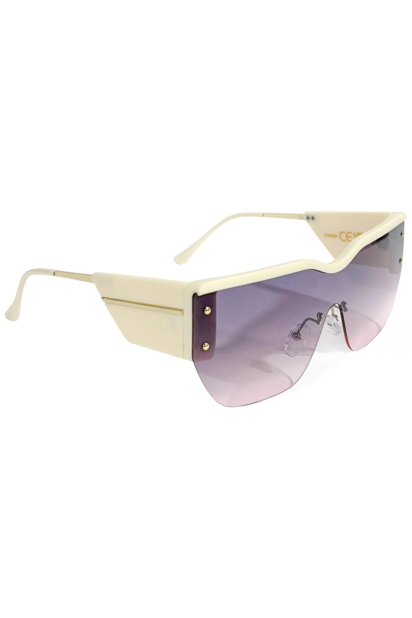 Meant To Be Cream Oversized Shield Sunglasses - Image 2