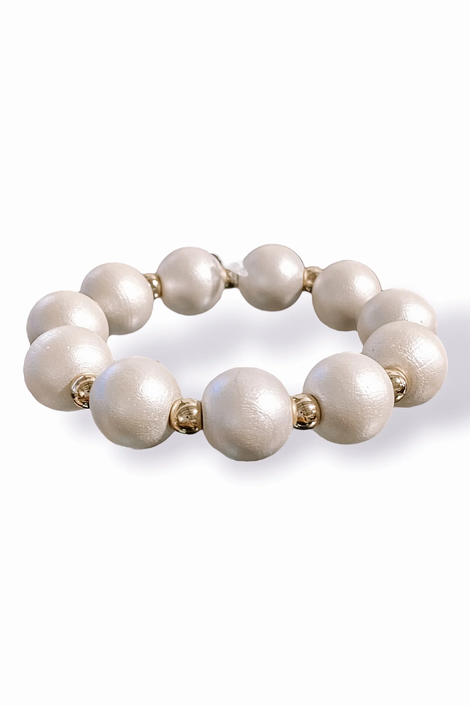Hard To Leave You Cream Wood Stretch Bracelet