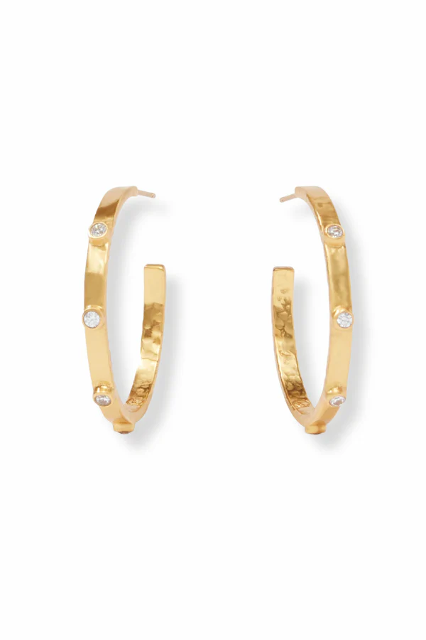 Julie Vos Crescent CZ Stone Hoop Earrings