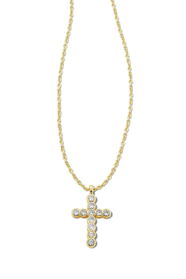 Cross Crystal Pendant Boxed - Gold White Cz | Kendra Scott - Image 2