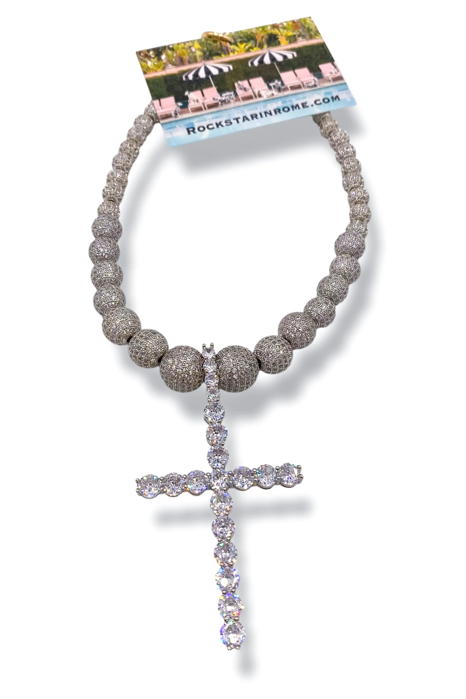 Rockstar In Rome Cross Pave Necklace