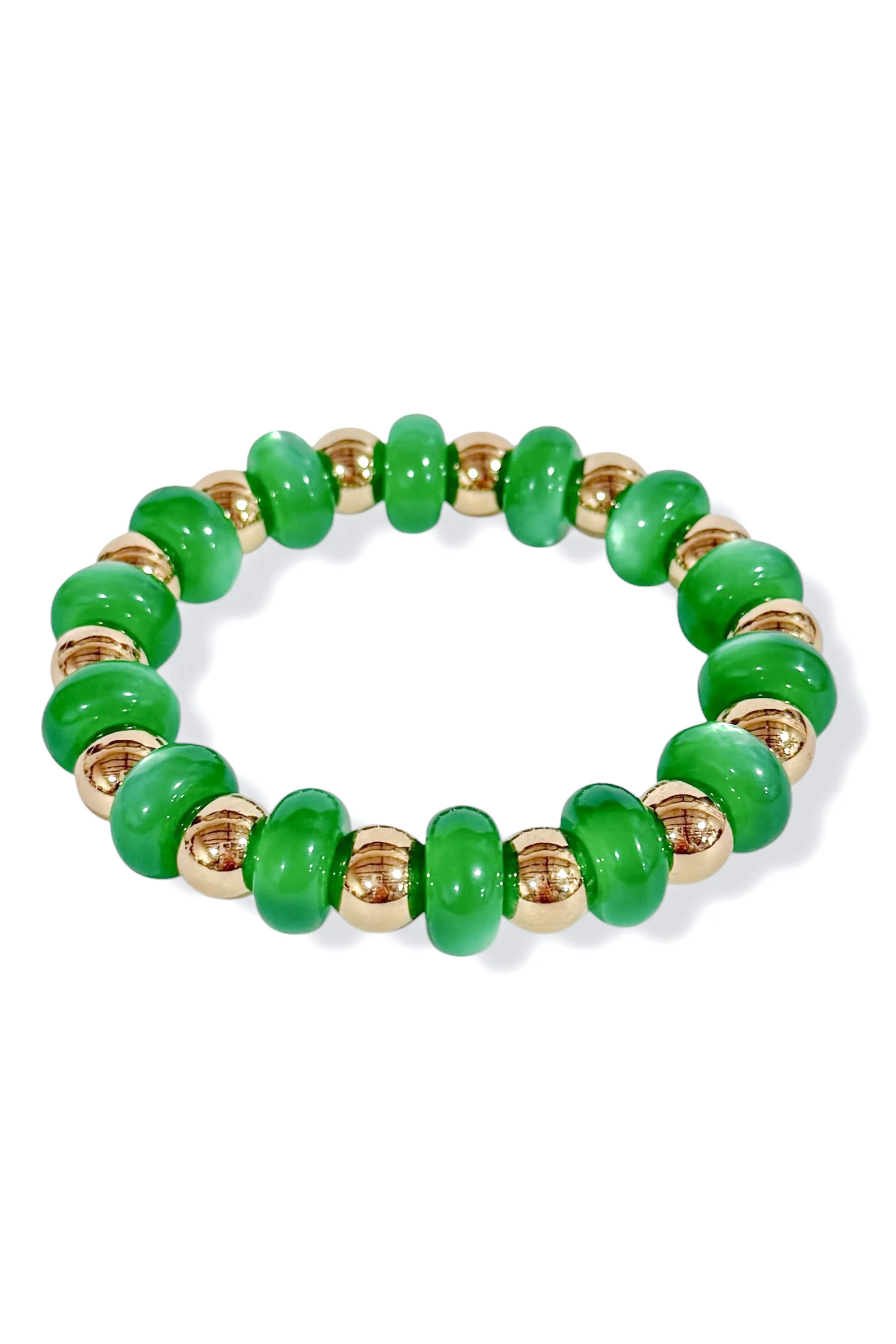 Crossing The Line Green Disc and Ball Beaded Bracelet