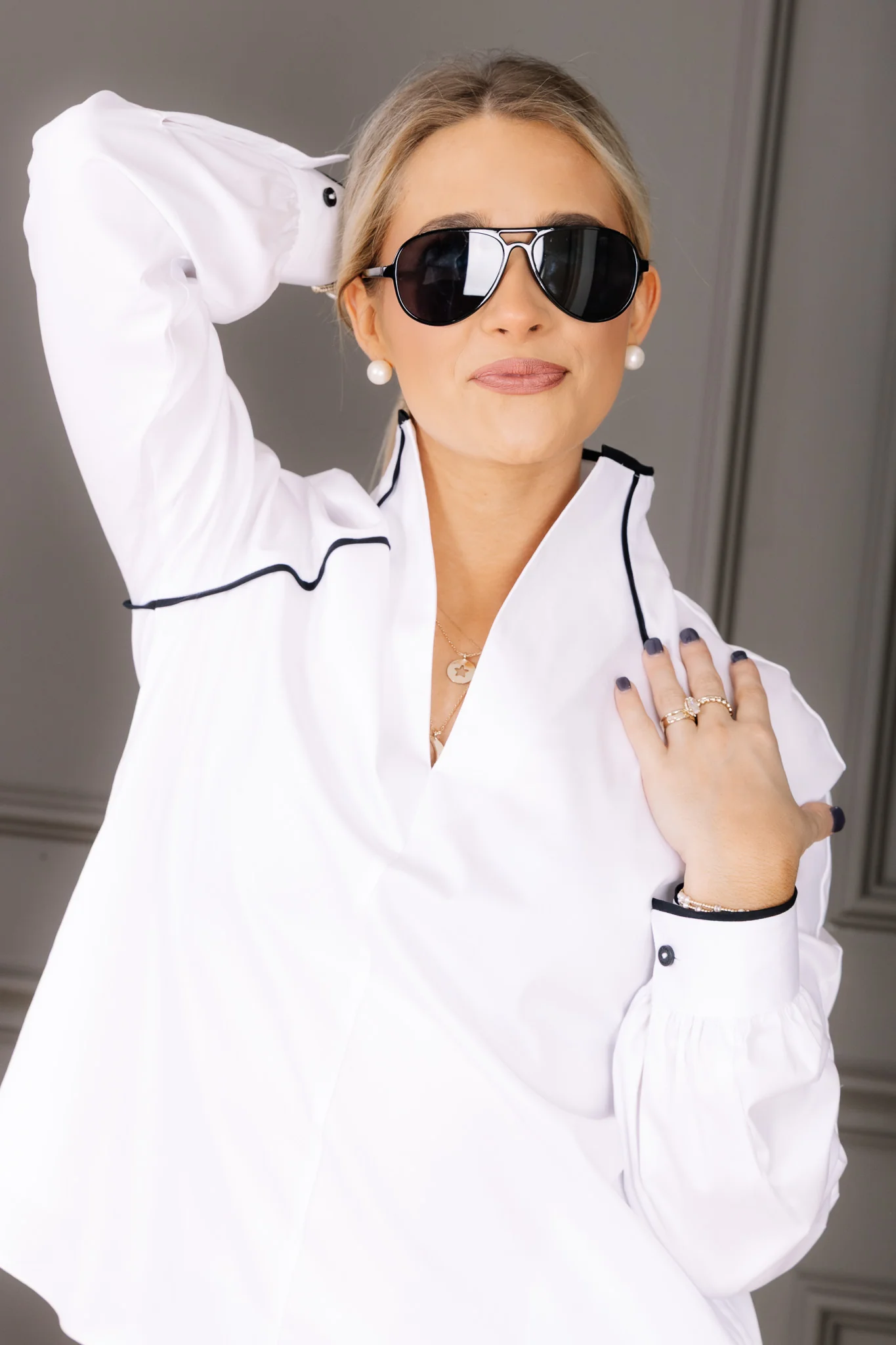 Foxcroft Daphne White Long Sleeve Blouse - Image 6