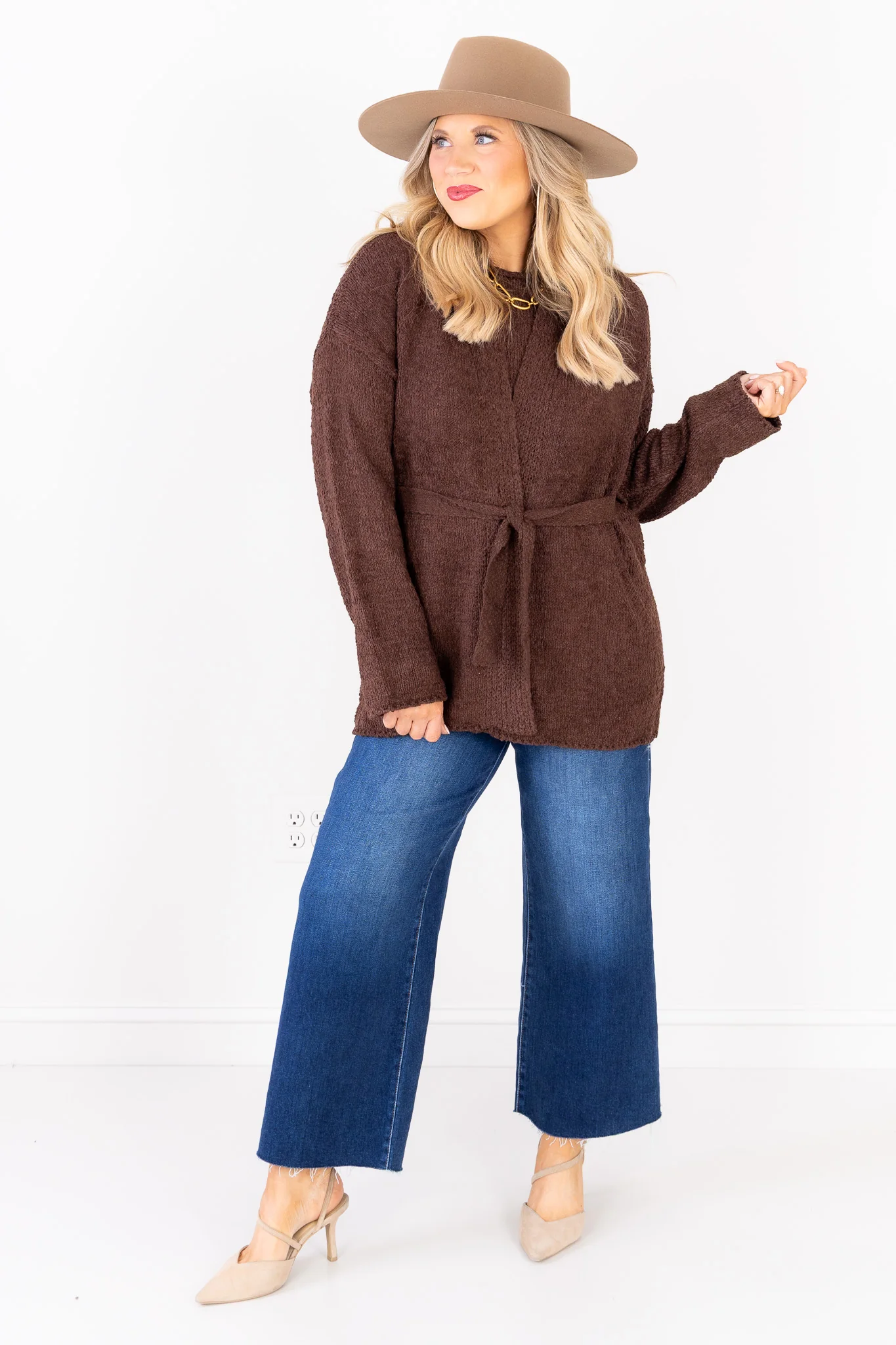 Kimmy Dark Brown Sweater Sleeveless Tank - Image 5