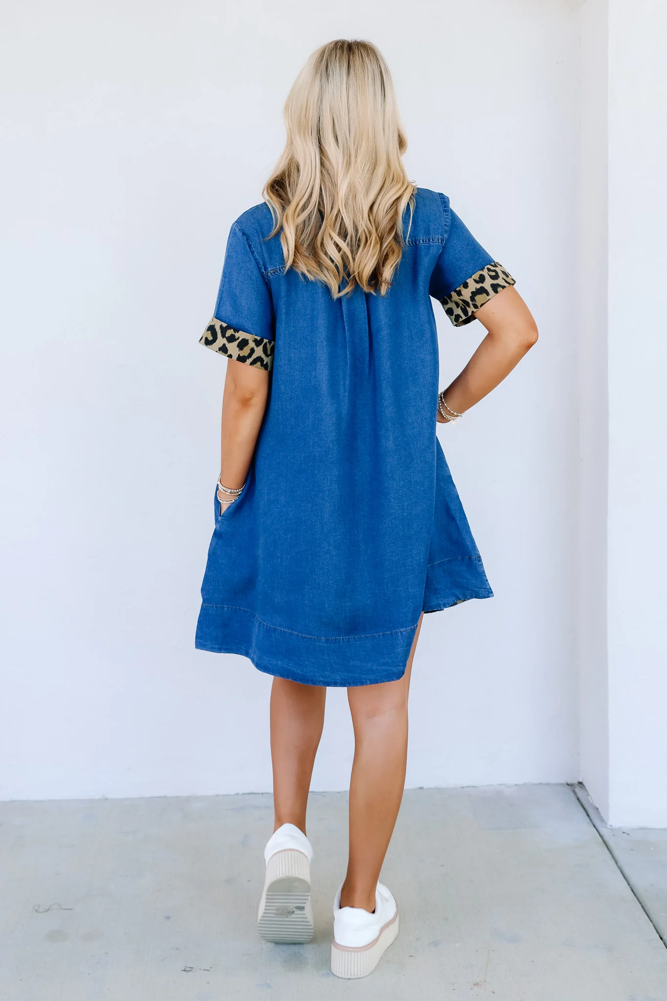 Elle Dark Denim Short Sleeve Mini Dress - Image 5