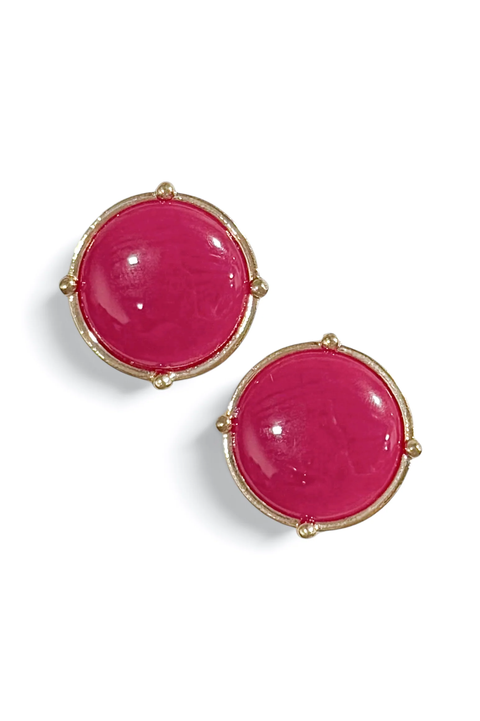 Simple Living Dark Pink Round Earrings