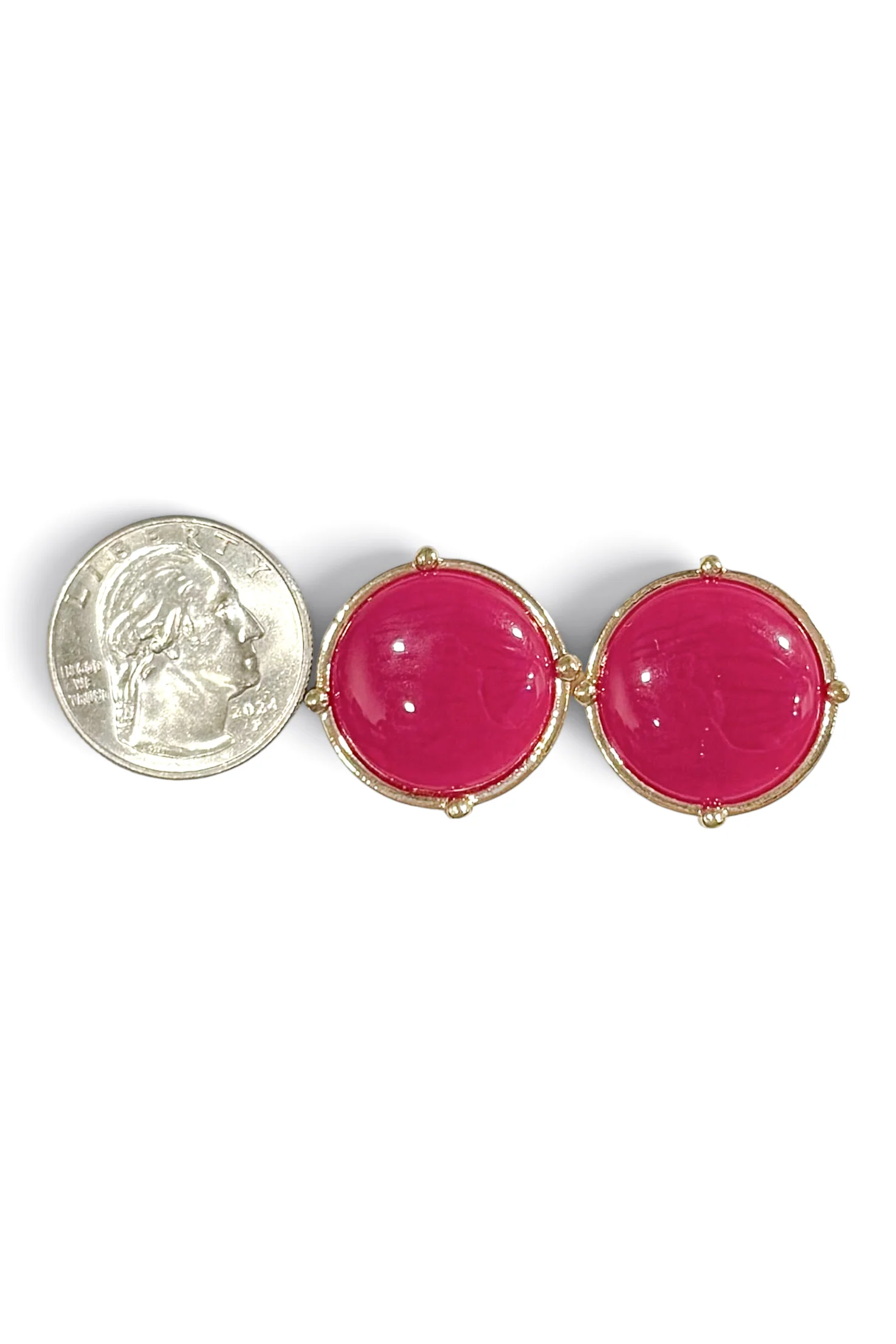 Simple Living Dark Pink Round Earrings - Image 2