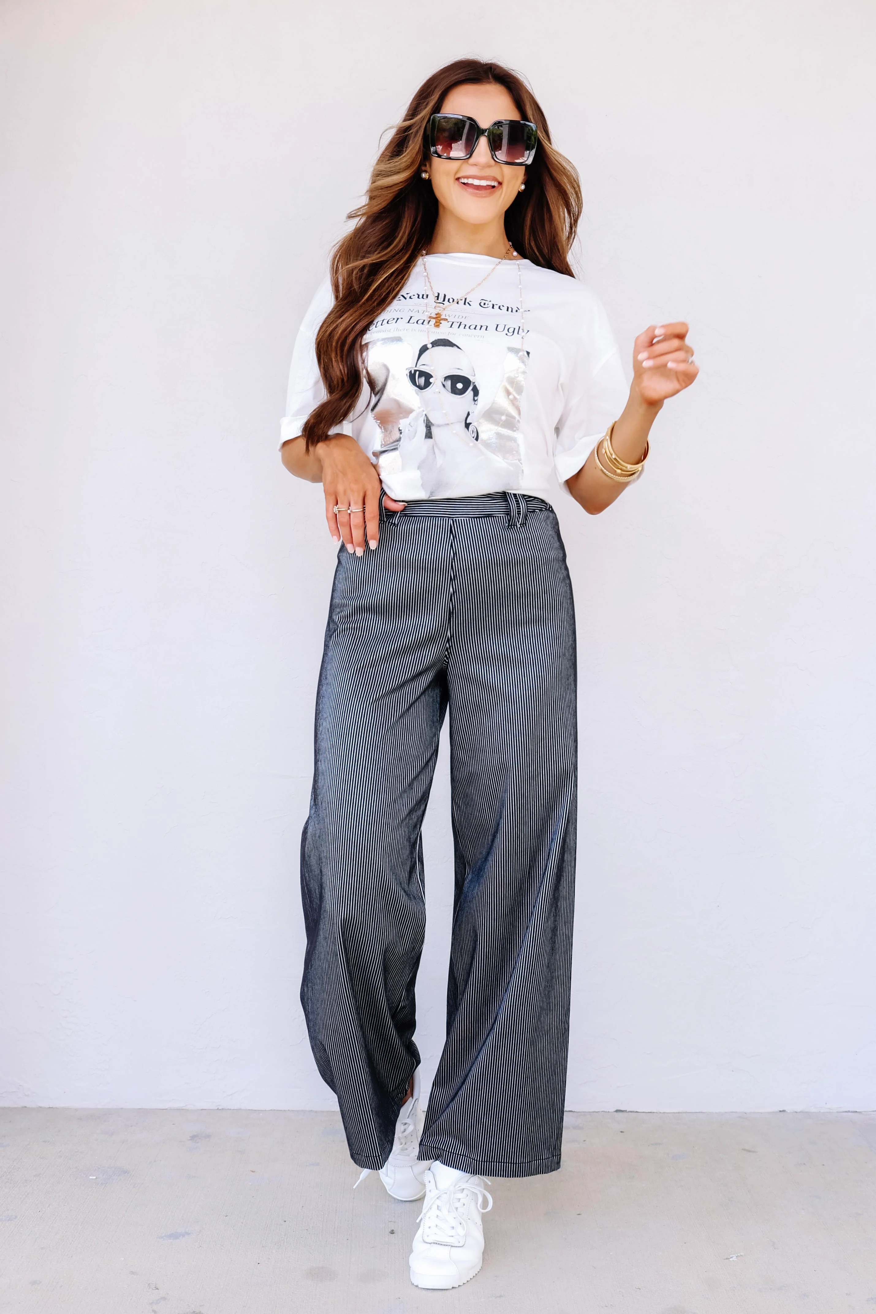 Lysse Darlene Black Sheen High Waist Wide Leg Pant