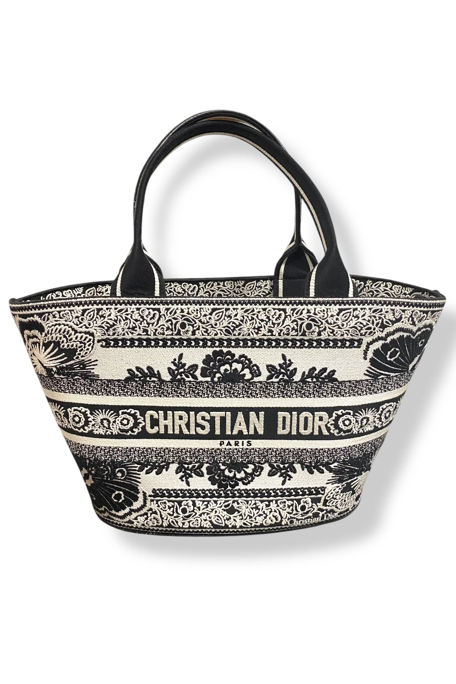 Dior Canvas Black Panier Chapeau Tote