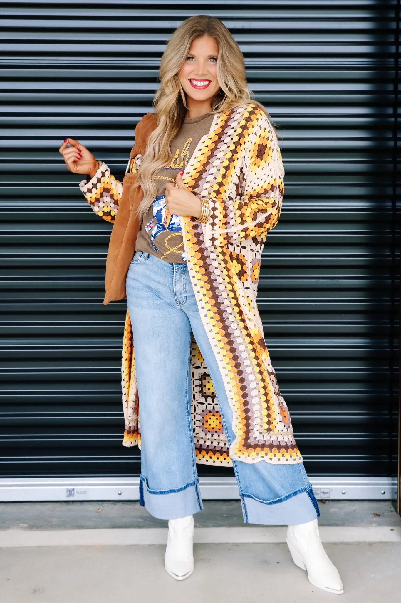 Dolly Cream Beige Crochet Long Sleeve Cardigan