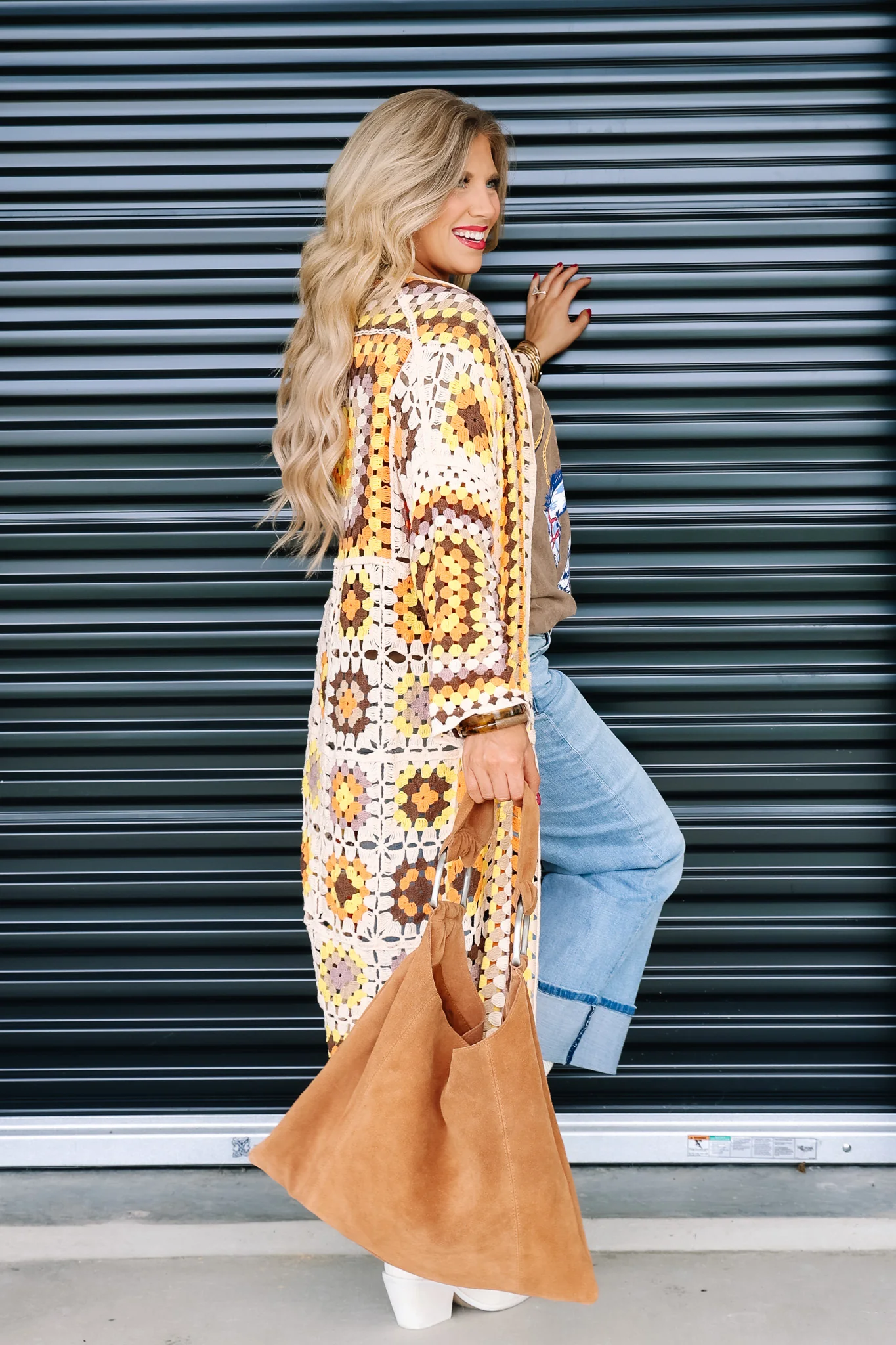 Dolly Cream Beige Crochet Long Sleeve Cardigan - Image 4