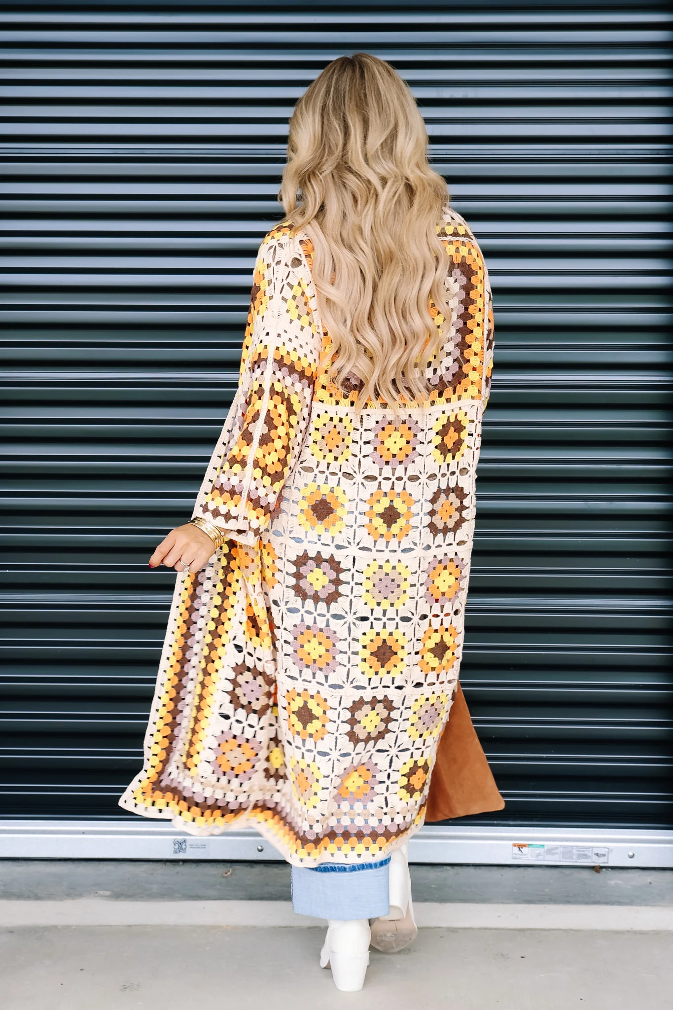 Dolly Cream Beige Crochet Long Sleeve Cardigan - Image 5