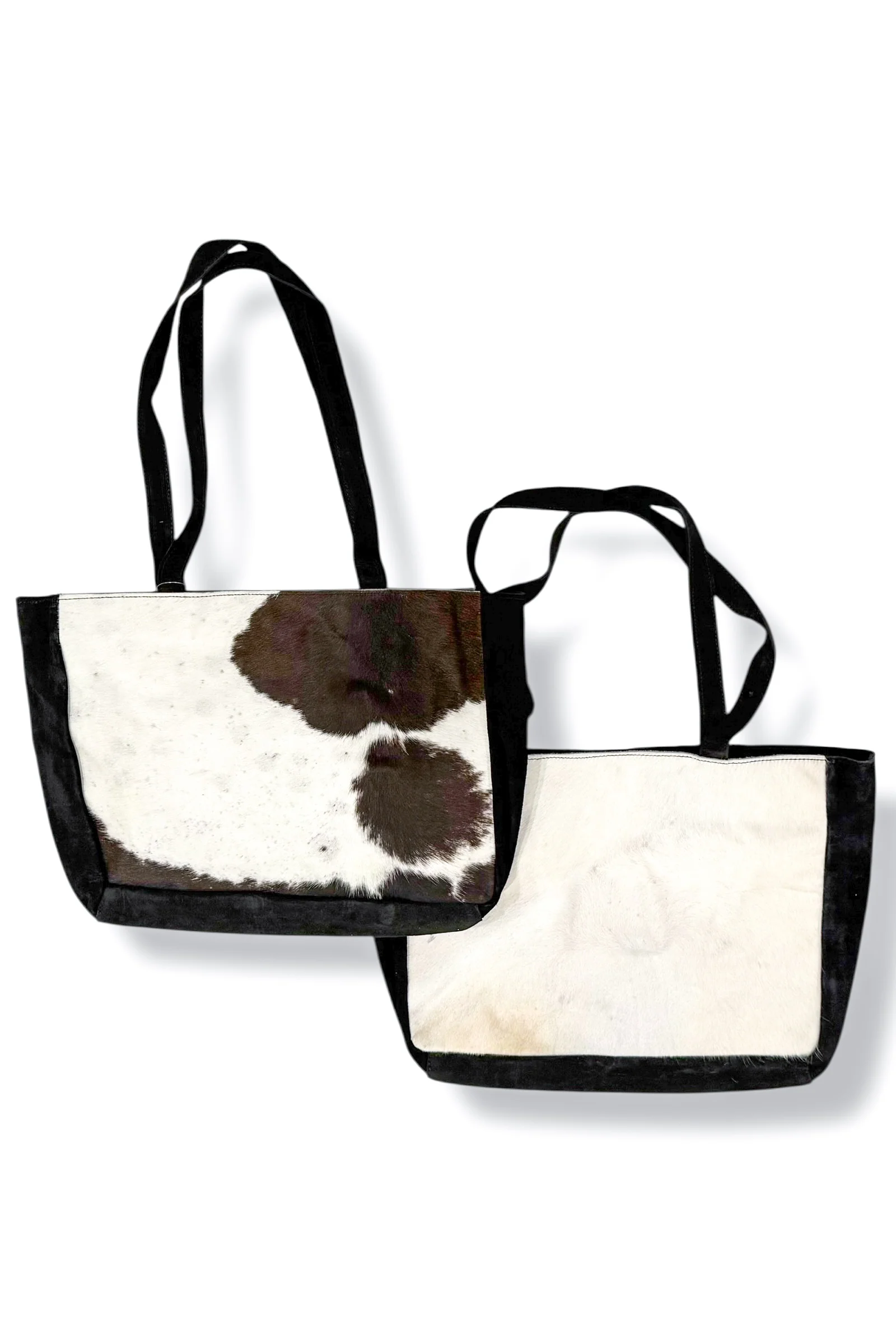 DOORBUSTER Genuine Leather Cow Print Calf Fur Shoulder Tote Bag